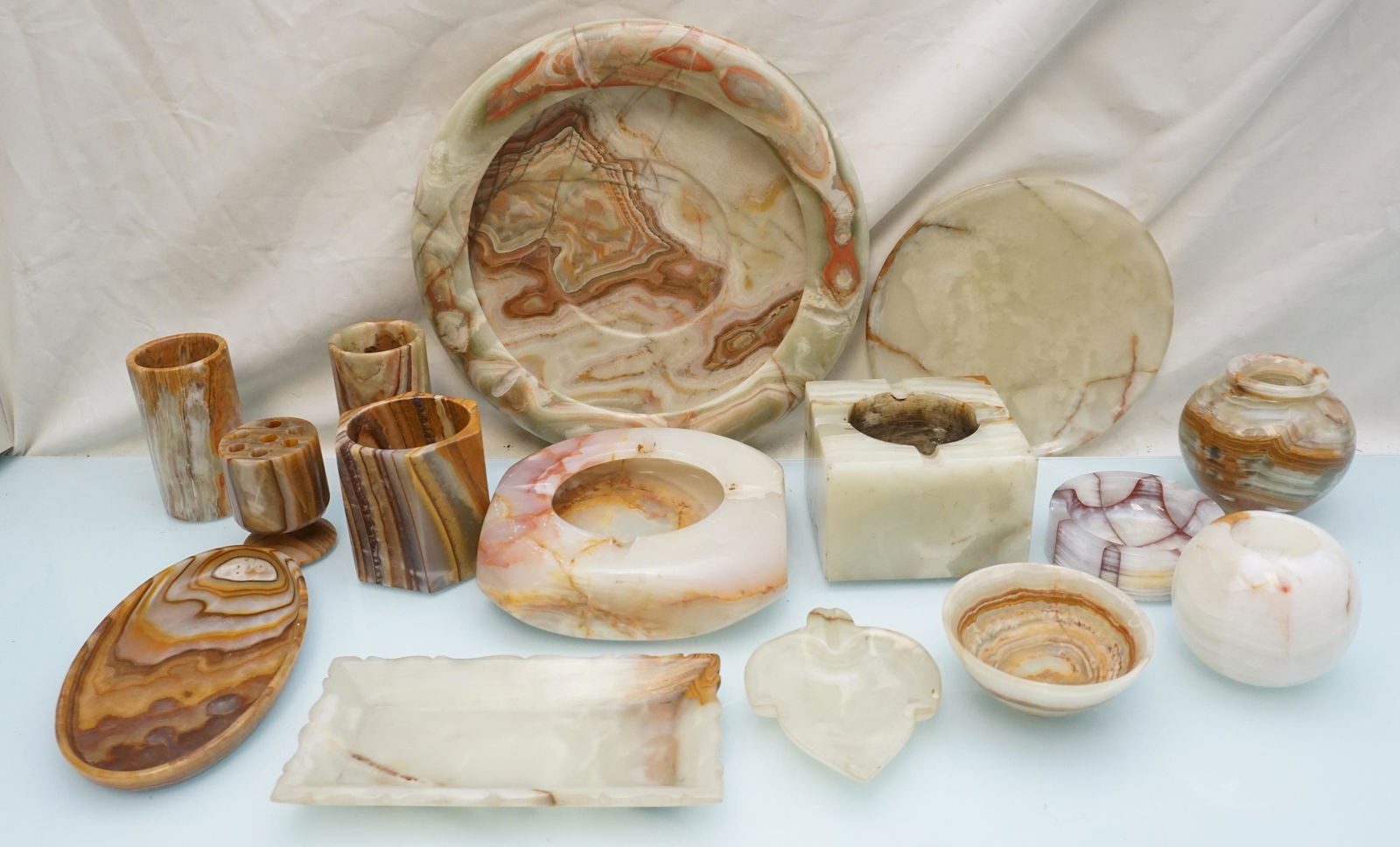 13 pc POLISHED ONYX BOWLS - DISHES + MORE (1 of 9)