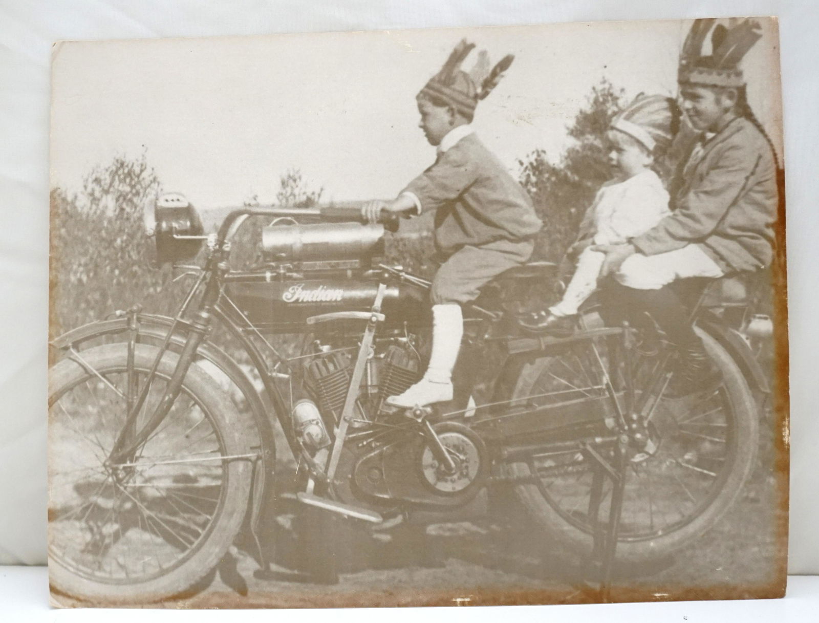 ANTIQUE PHOTO CHILDREN ON INDIAN MOTORCYCLE (1 of 5)
