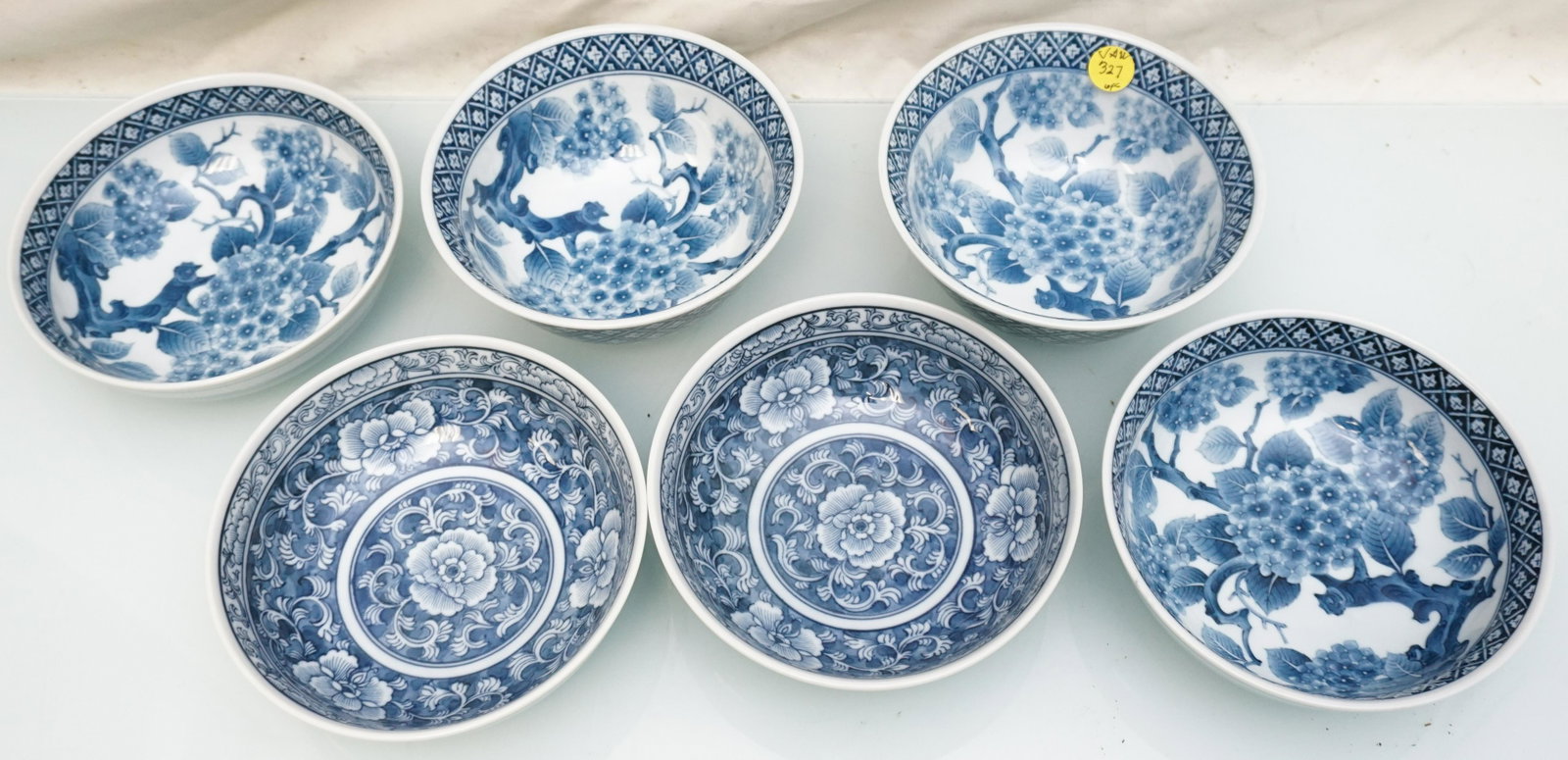 6 SOMETSUKE JAPANESE BOWLS BLUE & WHITE: 6 Japanese Sometsuke Blue & White Bowls. Perfect for soup, rice or cereal. Weight on all 4 pds. PROVENANCE: A Private Charleston SC Estate.