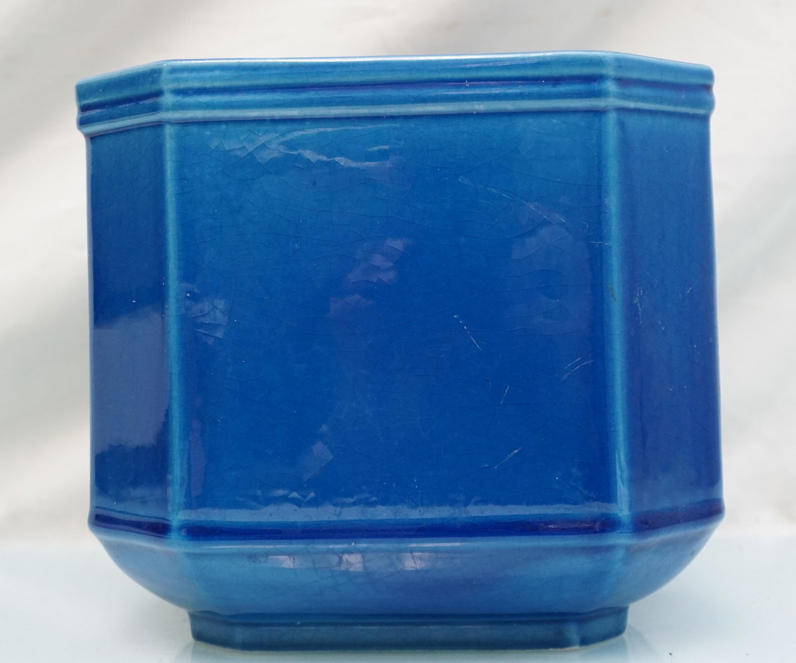 MID CENTURY BLUE GLAZED BONSAI PLANTER (1 of 5)