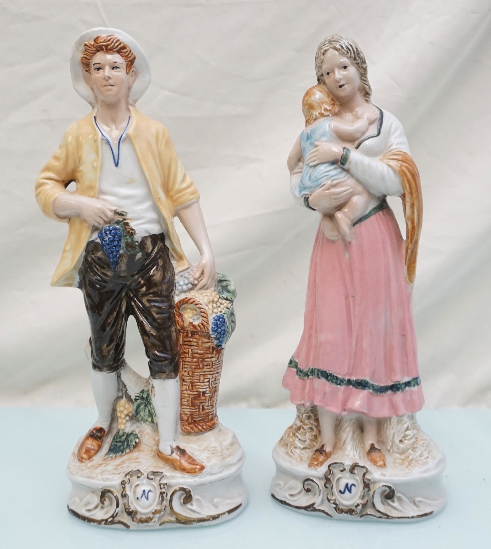 PAIR CAPODIMONTE ITALIAN FIGURINES (1 of 9)