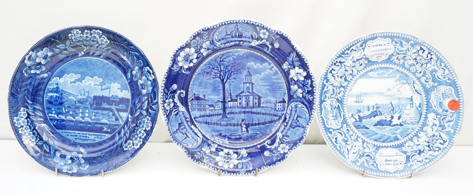 3 ANTIQUE ENGLISH BLUE TRANSFERWARE PLATES (1 of 6)