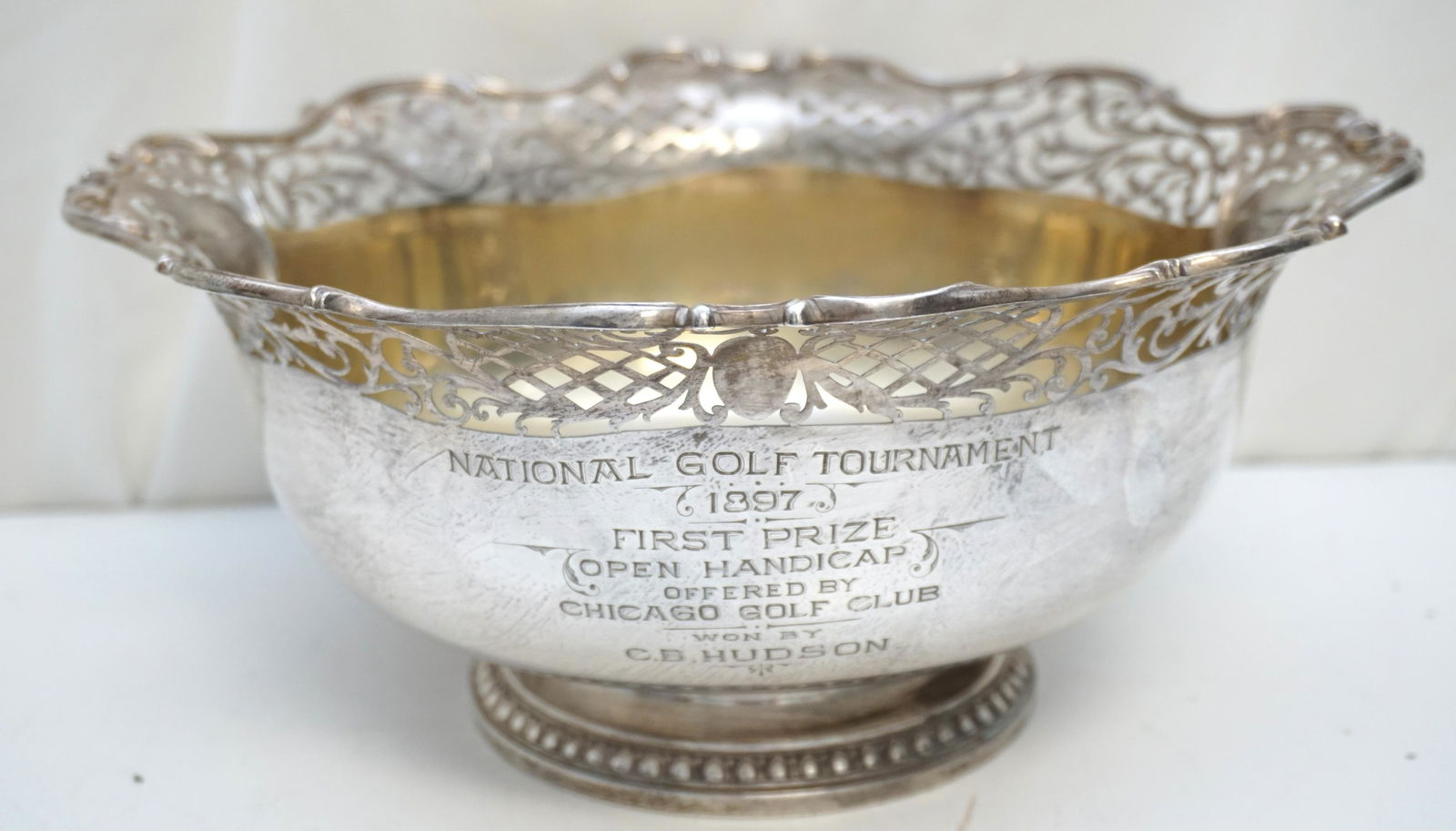 LARGE STERLING 1897 NATIONAL GOLF TOURNAMENT TROPHY (1 of 10)