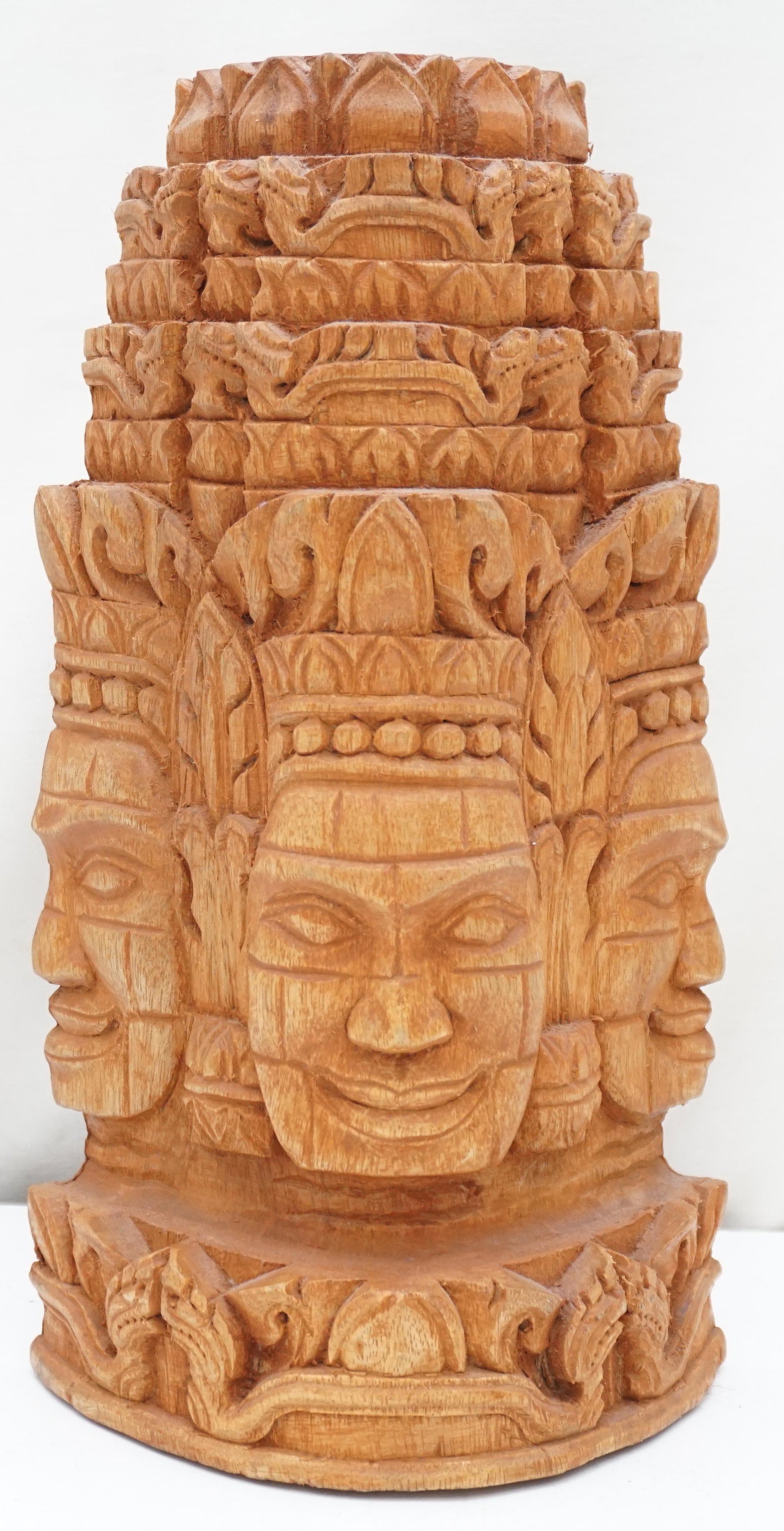 HAND CARVED PROUM FACE CAMBODIA: Vintage Hand Carved Cambodia Bayon Proum Face. Measures 5 1/2"x2 1/2"x10". Weight 1 pd 7 oz. PROVENANCE: A Private Charleston SC Estate