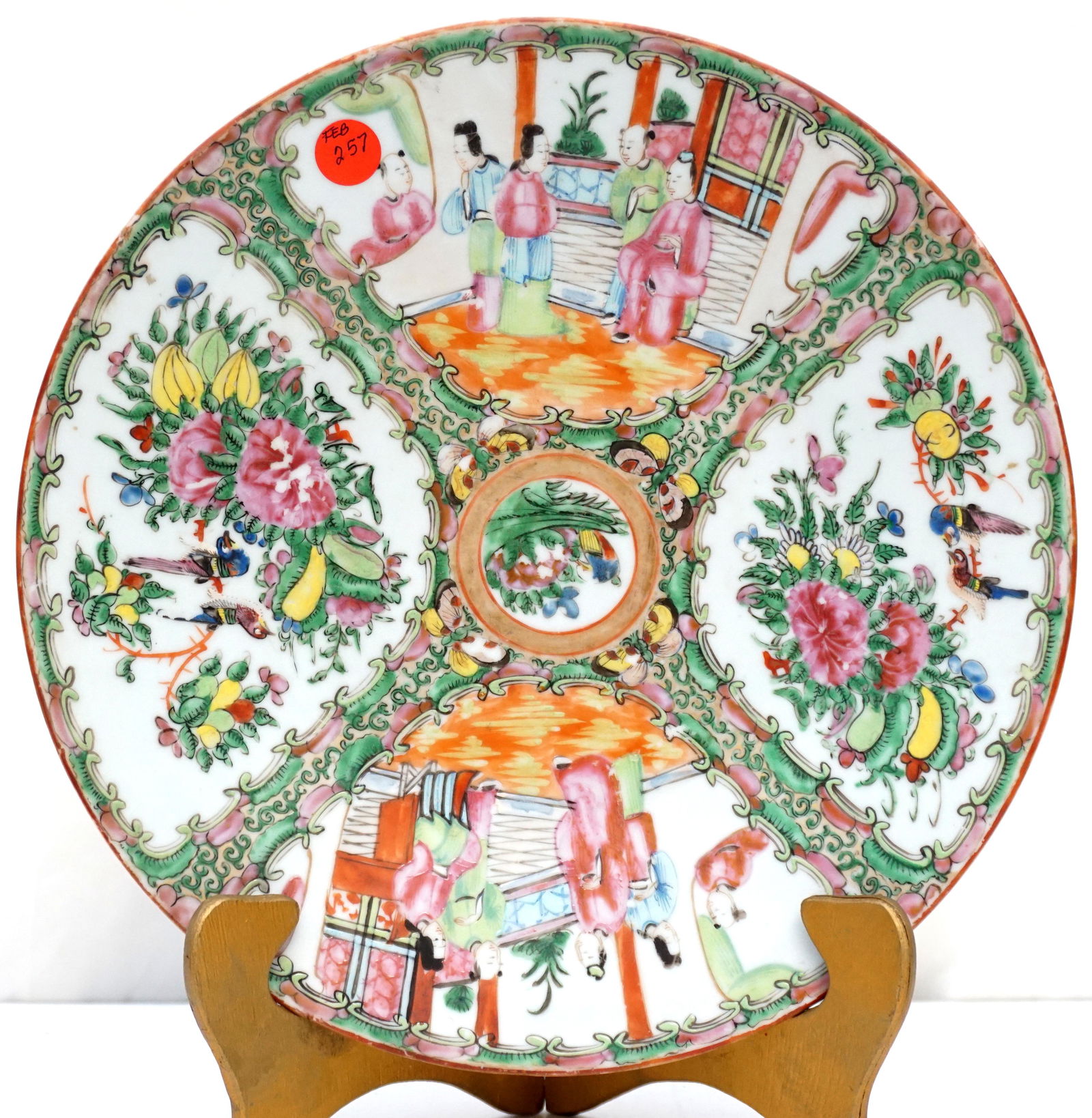 LARGE19TH C ROSE MEDALLION PLATTER (1 of 8)