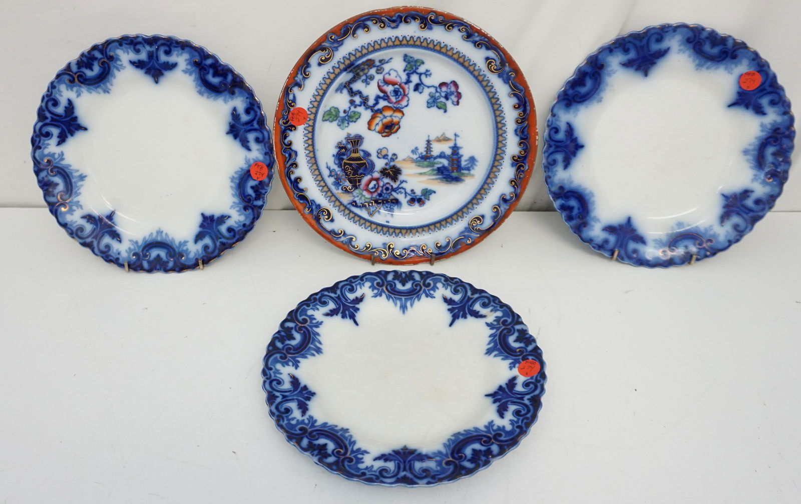 4 ANTIQUE FLOW BLUE PLATES (1 of 12)
