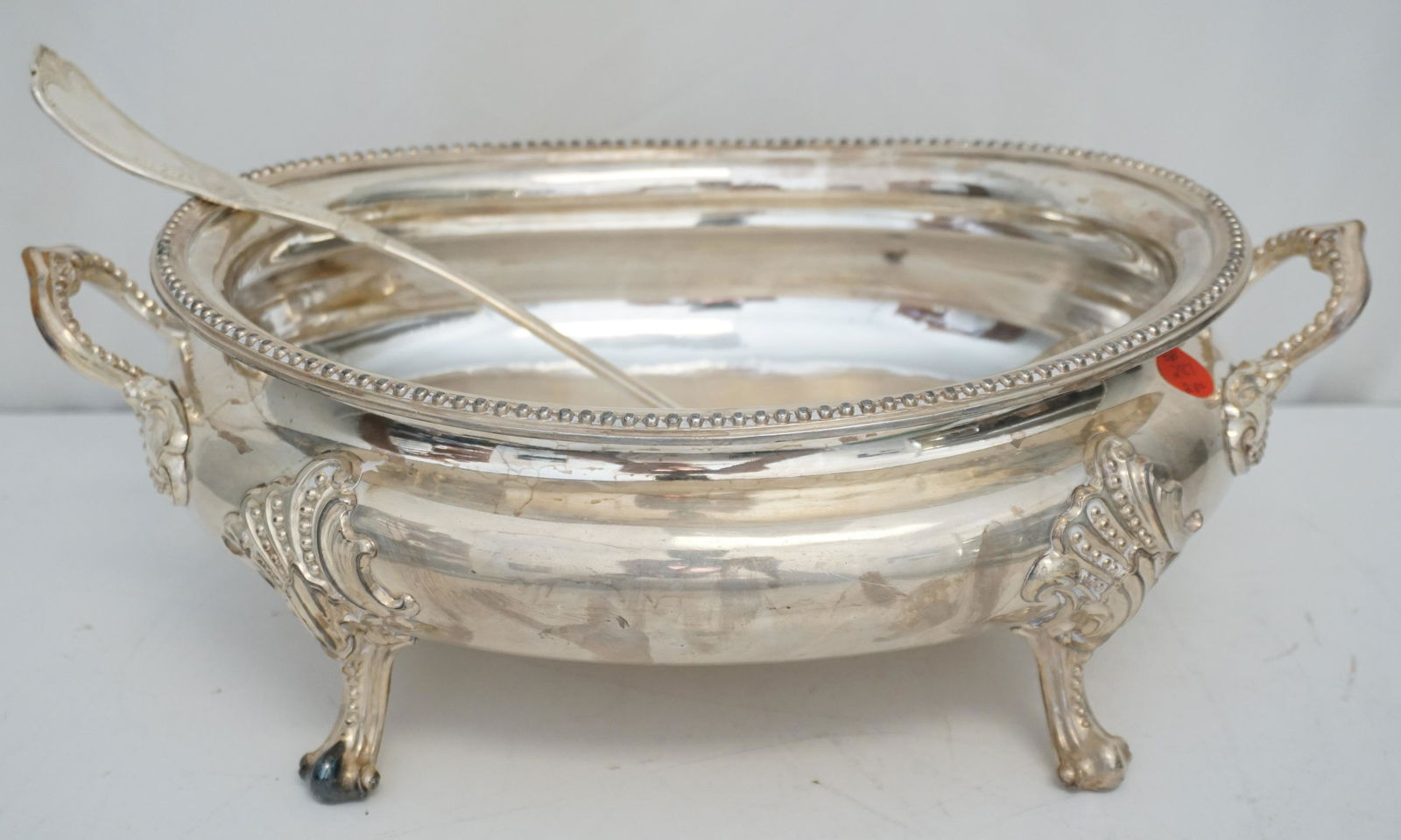 LARGE SILVERPLATE TUREEN W LADLE (1 of 9)