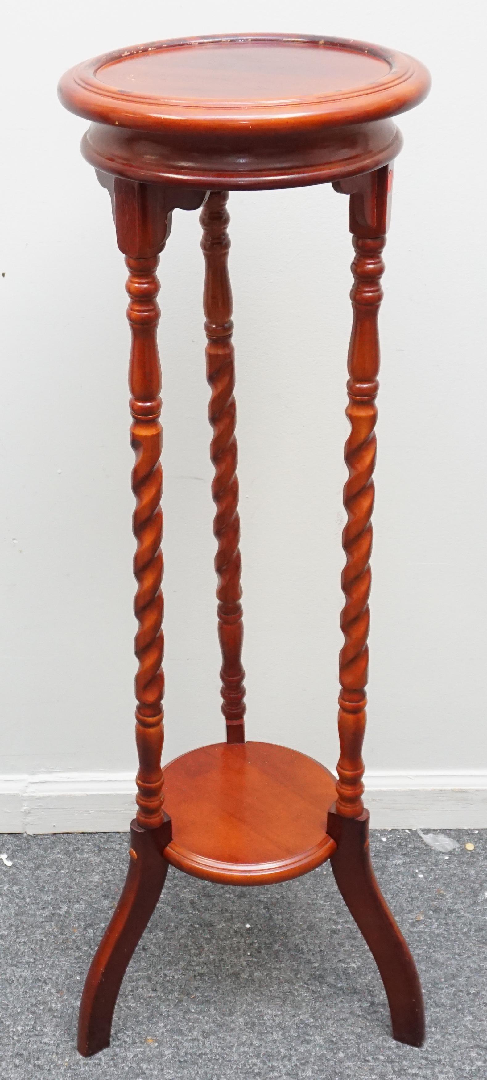 CHERRY FINISH PEDESTAL PLANT STAND (1 of 5)