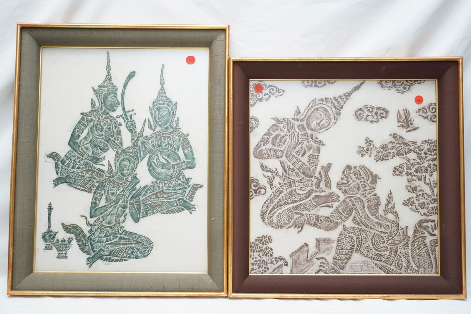 2 FRAMED THAI TEMPLE RUBBINGS (1 of 6)