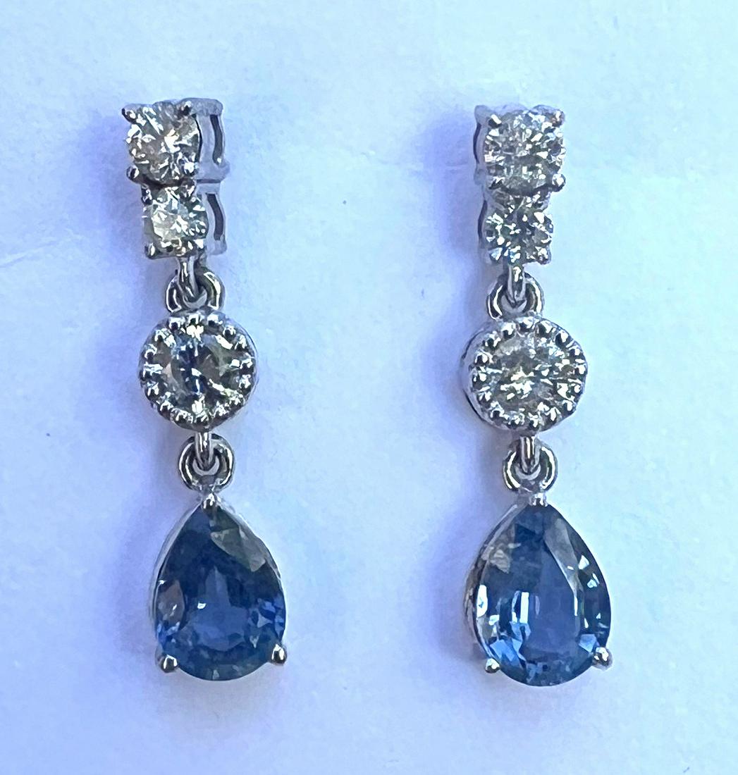 18KT W/G 2.02CT SAPPHIRE & 0.26 CT DIAMOND EARRINGS (1 of 2)