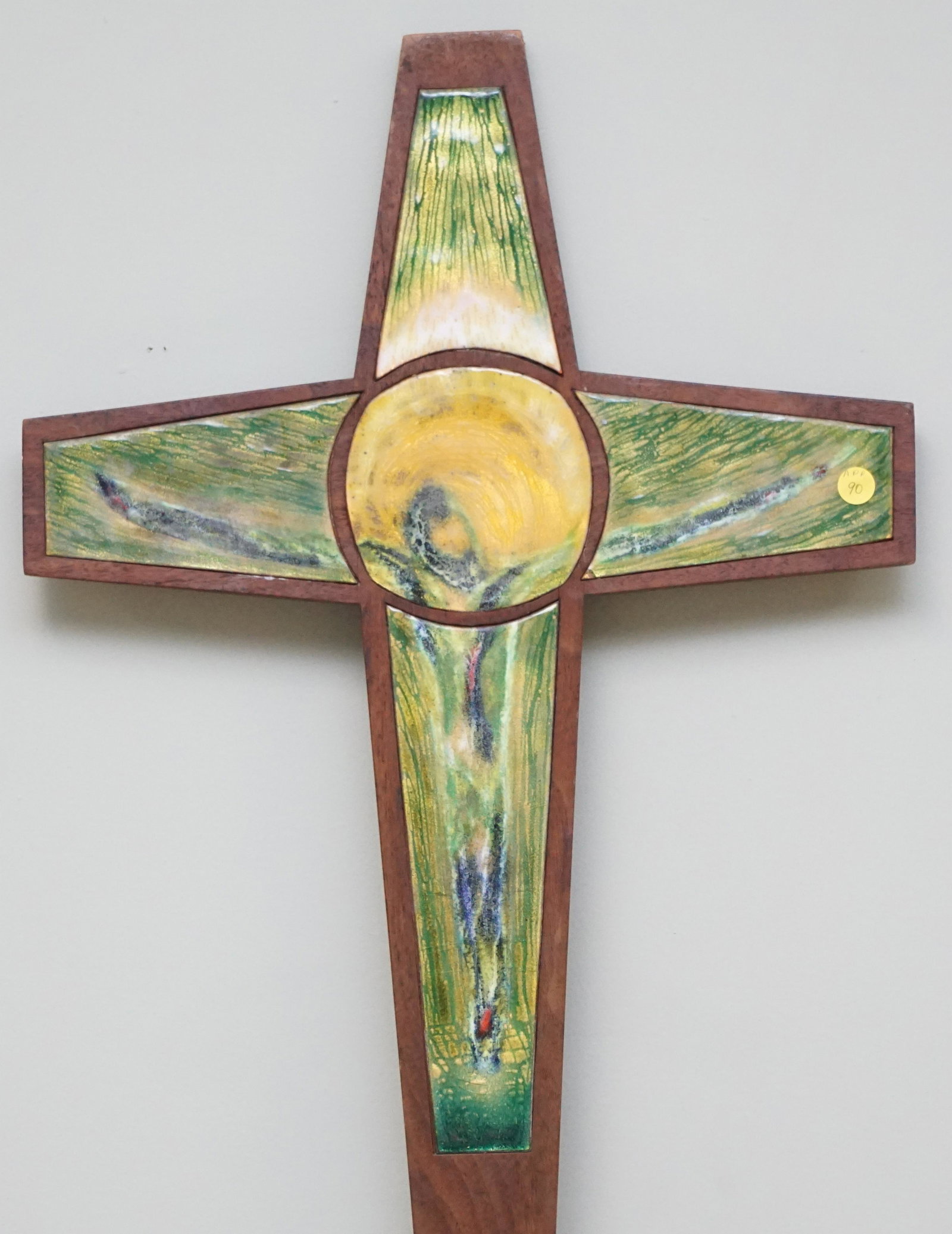 MID CENTURY PROCESSIONAL CROSS ENAMEL & WOOD (1 of 8)
