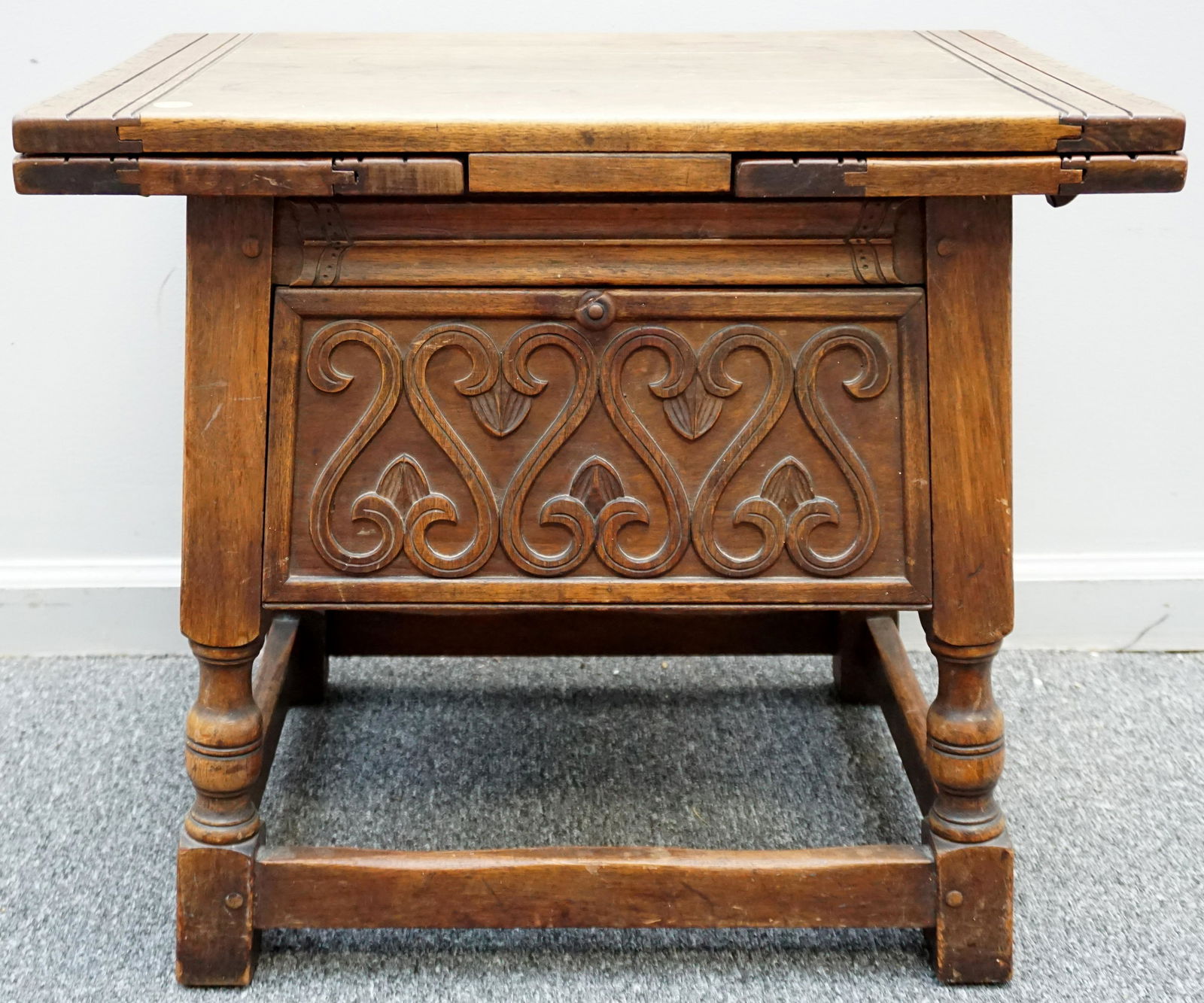 VINTAGE KITTINGER OAK BENCH / TABLE (1 of 8)