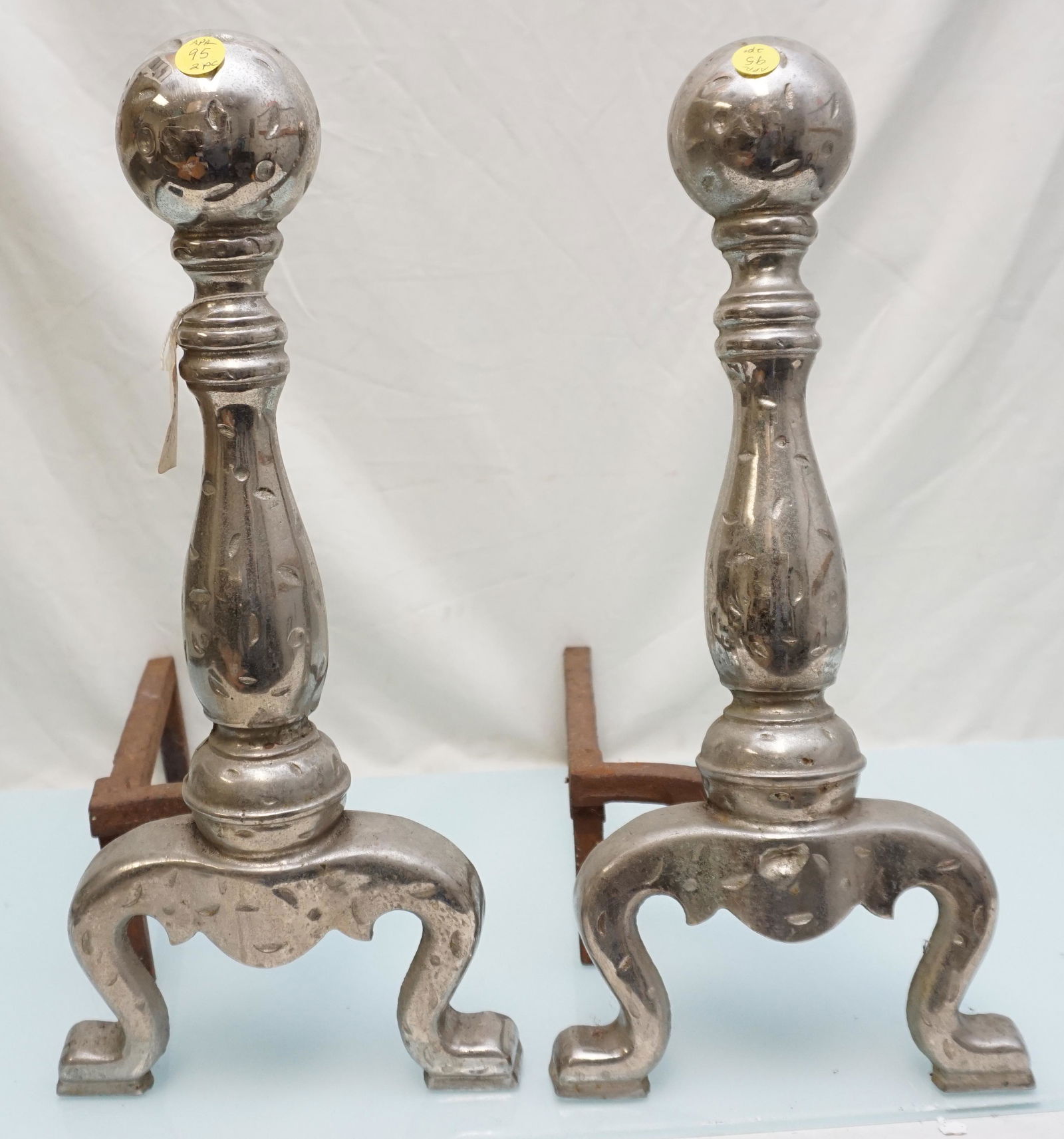 PAIR OF VINTAGE MODERN CHROME ANDIRONS (1 of 6)