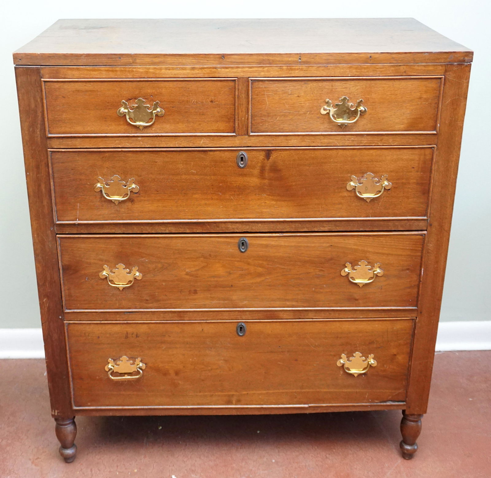 ANTIQUE 5 DRAWER MAHOGANY CHEST (1 of 6)