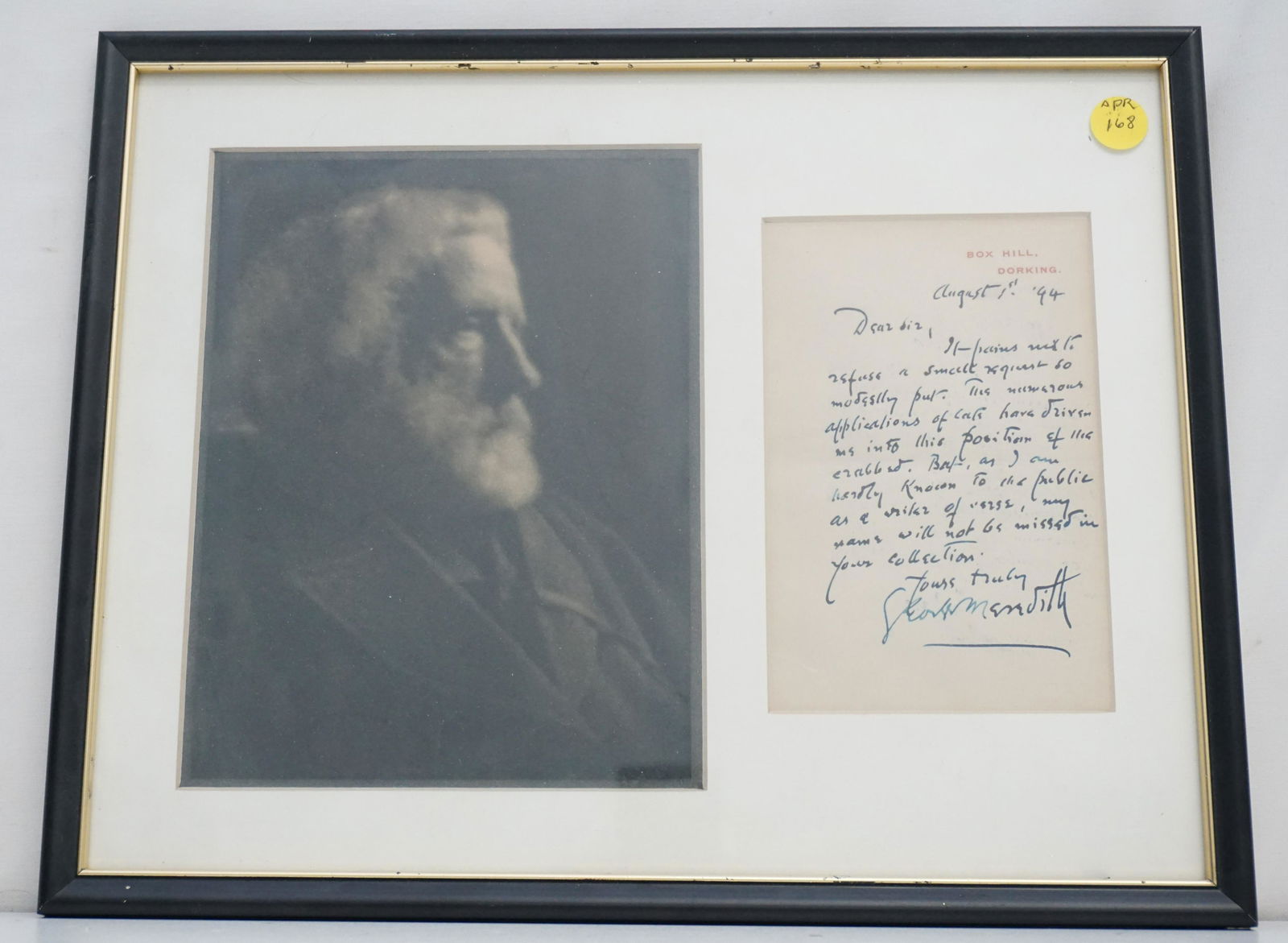 GEORGE MEREDITH 1894 AUTOGRAPH LETTER (1 of 4)
