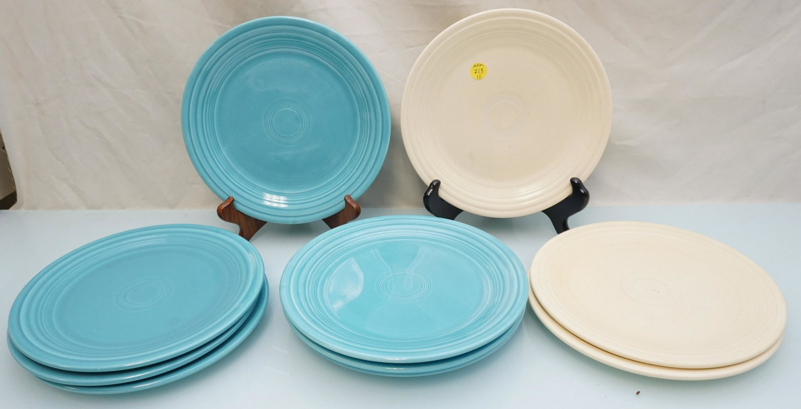 10 1950s FIESTA LUNCHEON PLATES: 10 Fiesta Luncheon Plates. Weight on all 14 pds. PROVENANCE: A Private Charleston SC Estate. NO IN HOUSE SHIPPING. *******Pickup or Shipping on this item offered through, UPS (843) 203-3466 store7194@
