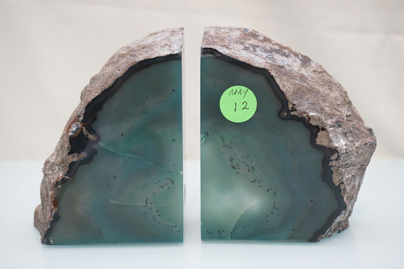 PAIR BRAZILIAN AGATE GEODE BOOKENDS (1 of 4)