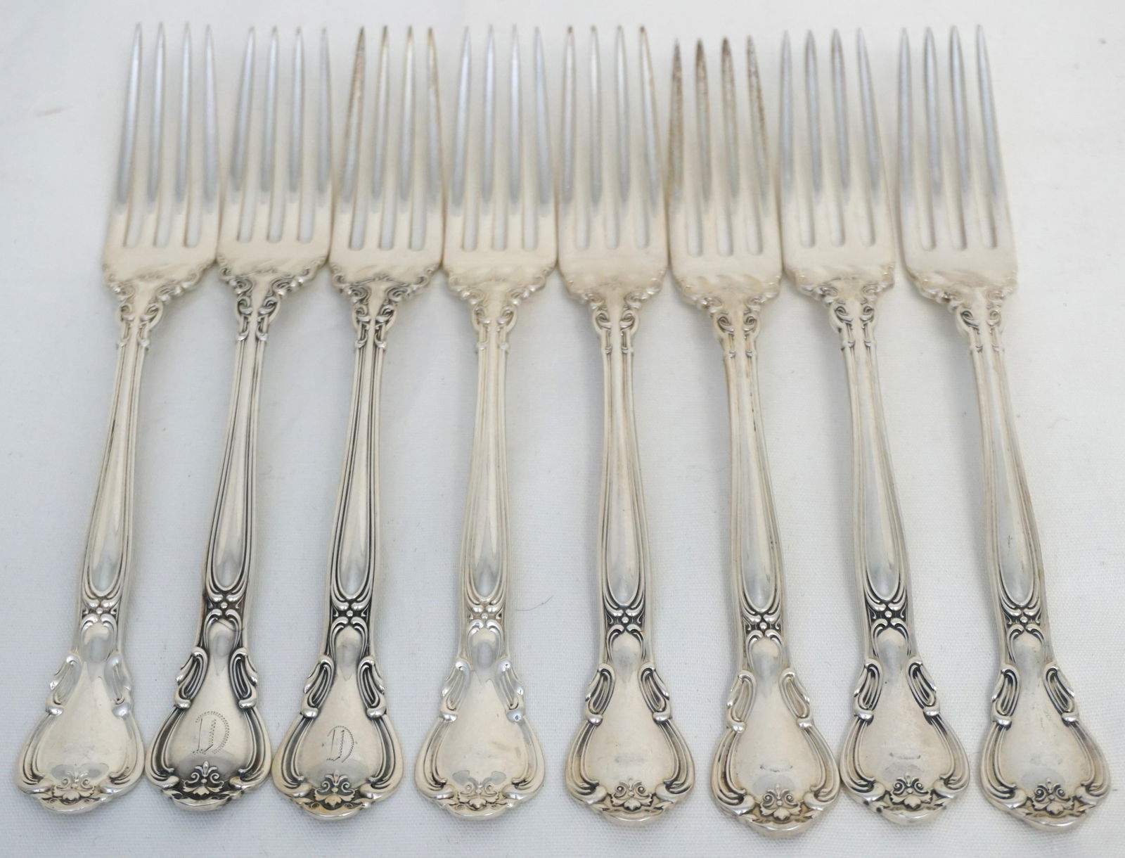 8 GORHAM STERLING SILVER CHANTILLY FORKS (1 of 3)