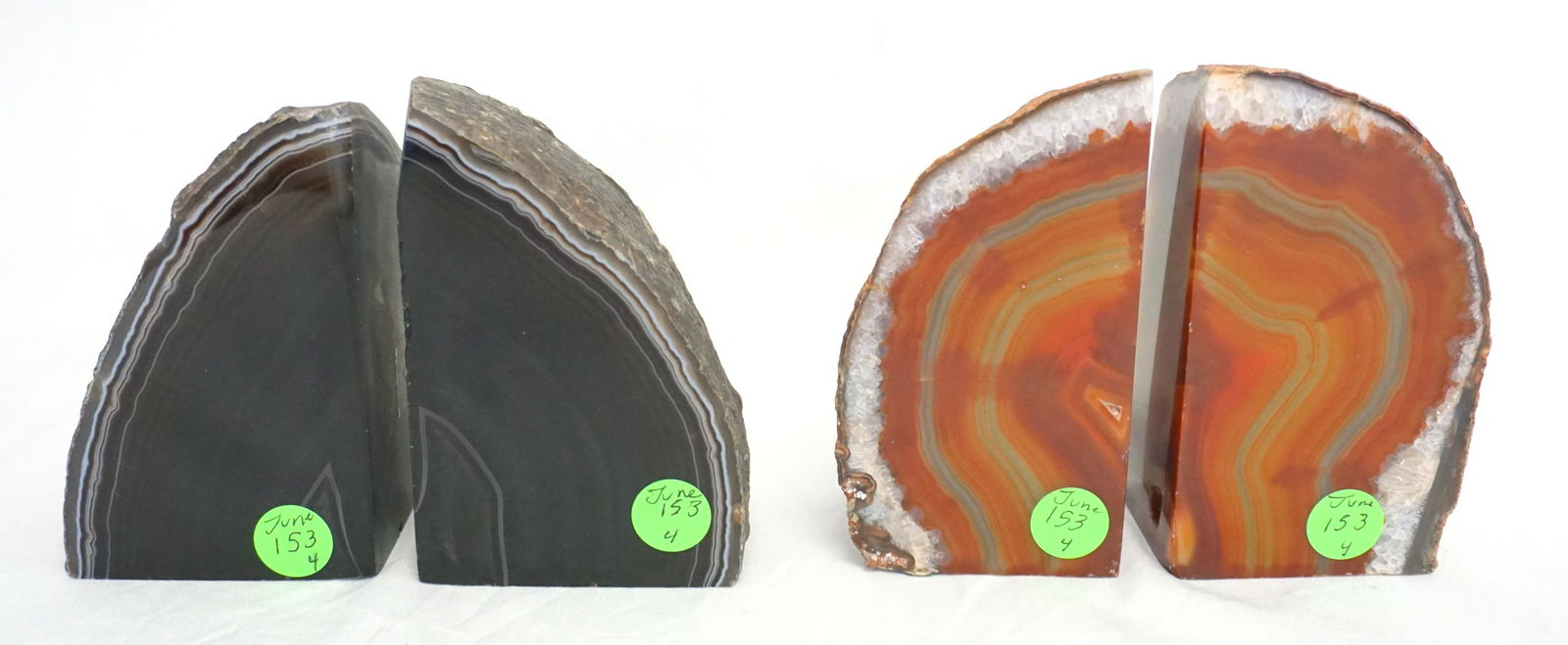 2 PAIR (4) BRAZILIAN AGATE GEODE BOOKENDS (1 of 4)