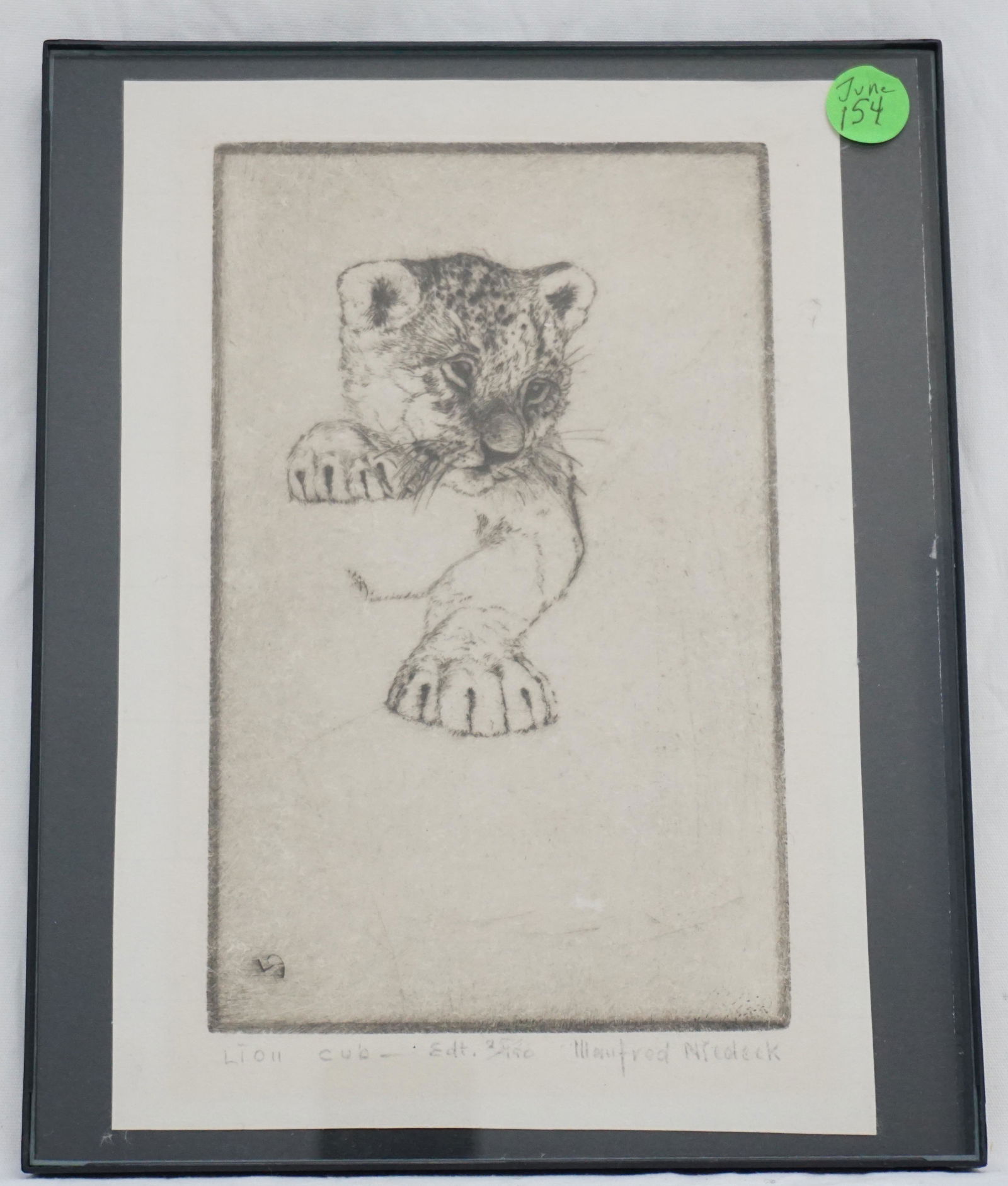 MANFRED NIEDECK LION CUB SIGNED PRINT (1 of 3)