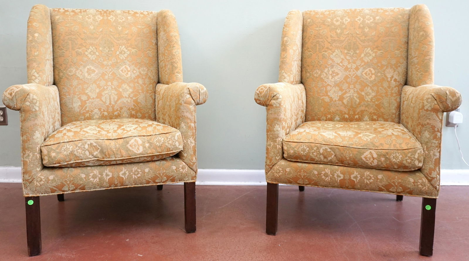 PAIR ANTIQUE WING BACK CHAIRS (1 of 8)