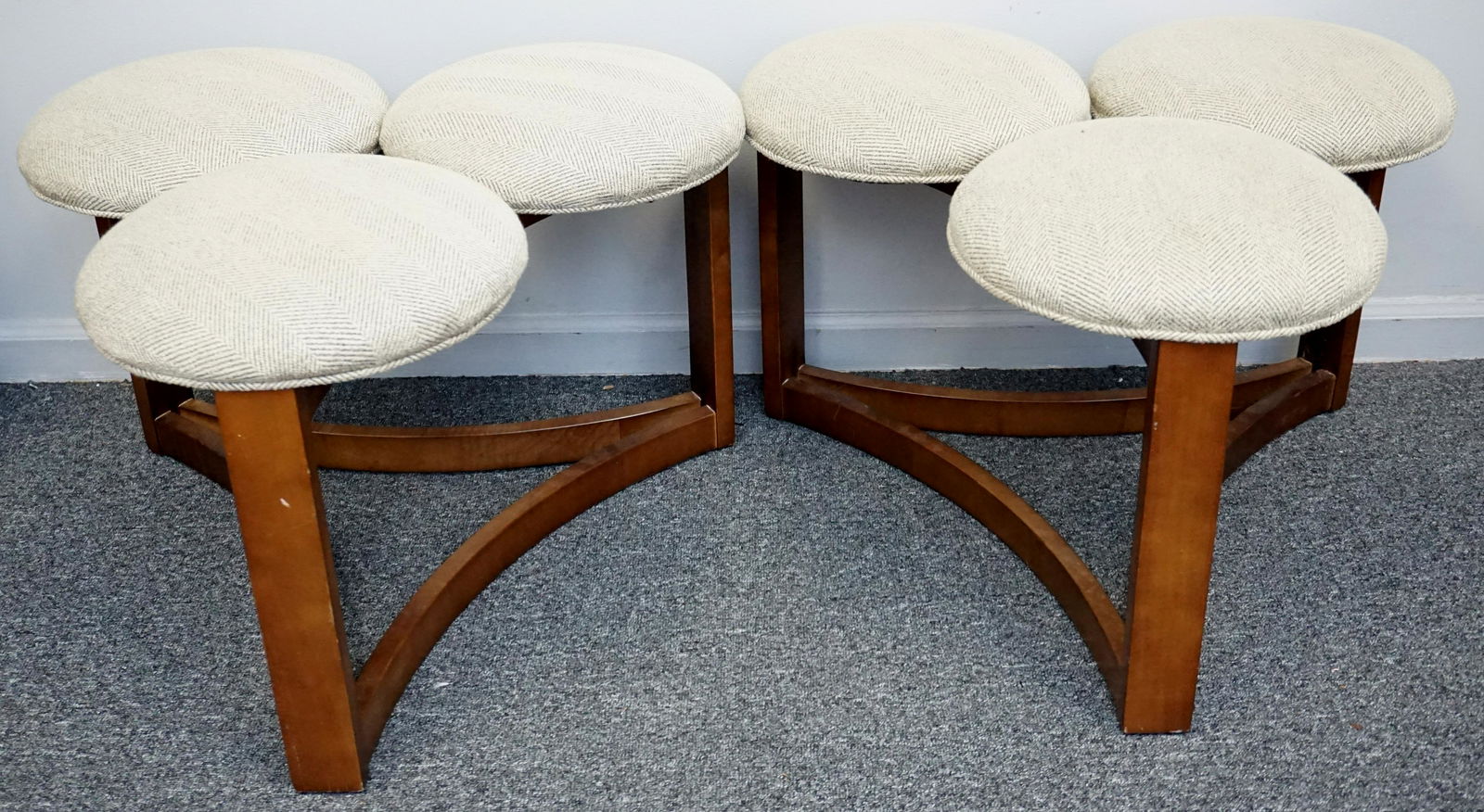 PAIR THREE SEAT MCM STYLE  STOOLS (1 of 5)