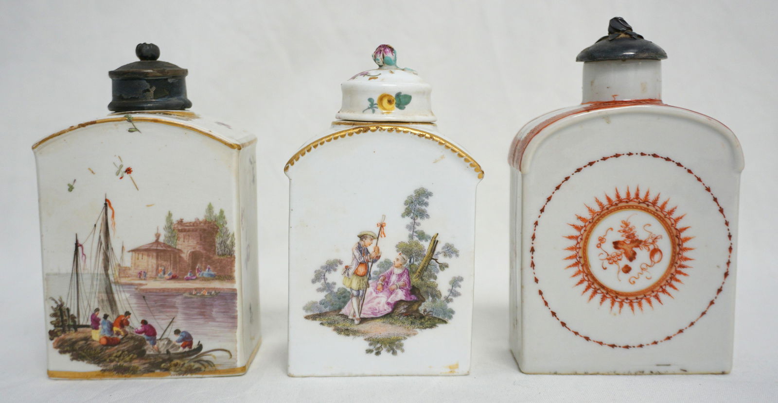3PC ANTIQUE MEISSEN, COPELAND + OTHER TEA CADDY (1 of 9)