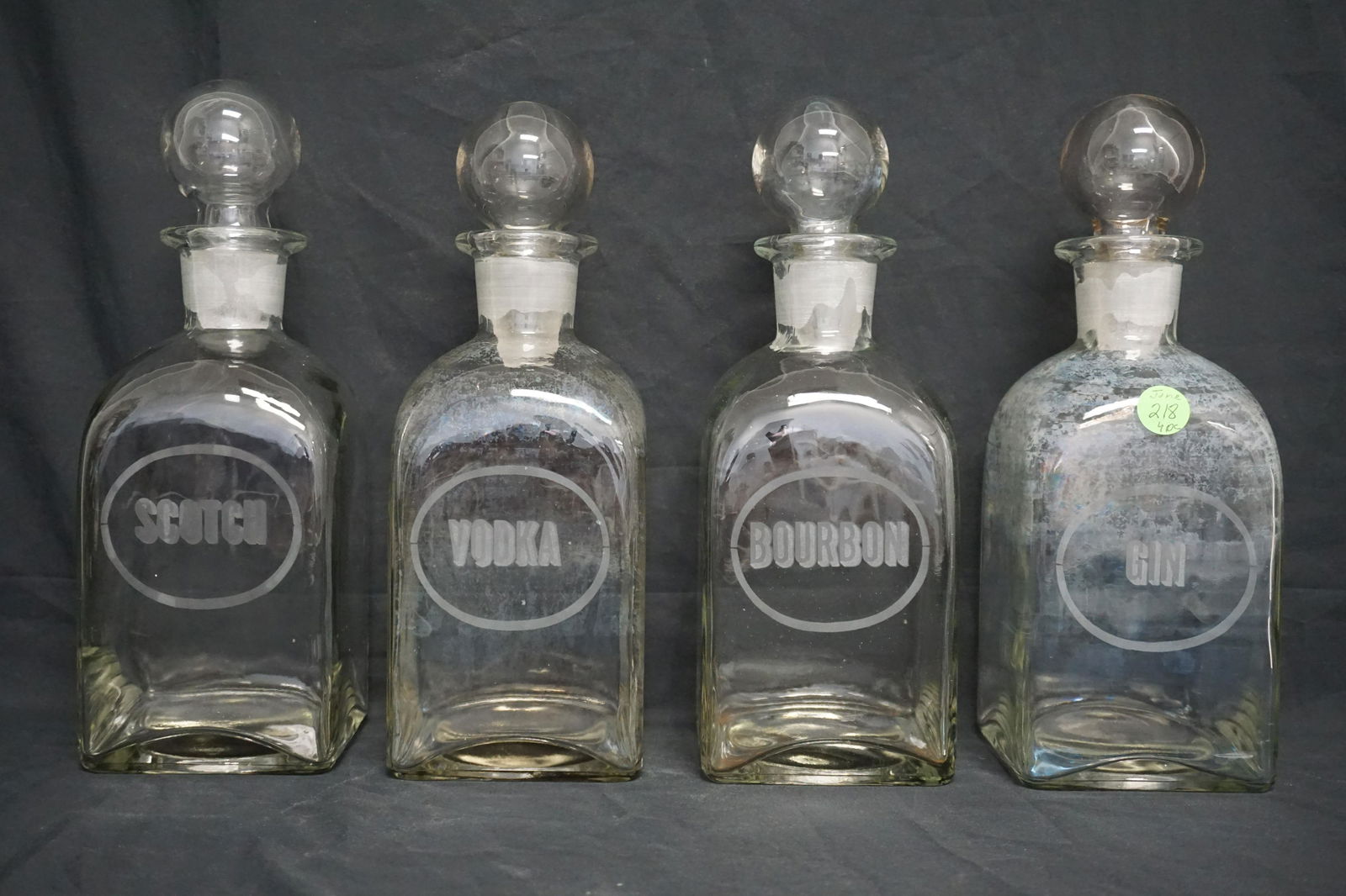 4 PC VINTAGE MID CENTURY GLASS LIQUOR DECANTER SET (1 of 10)