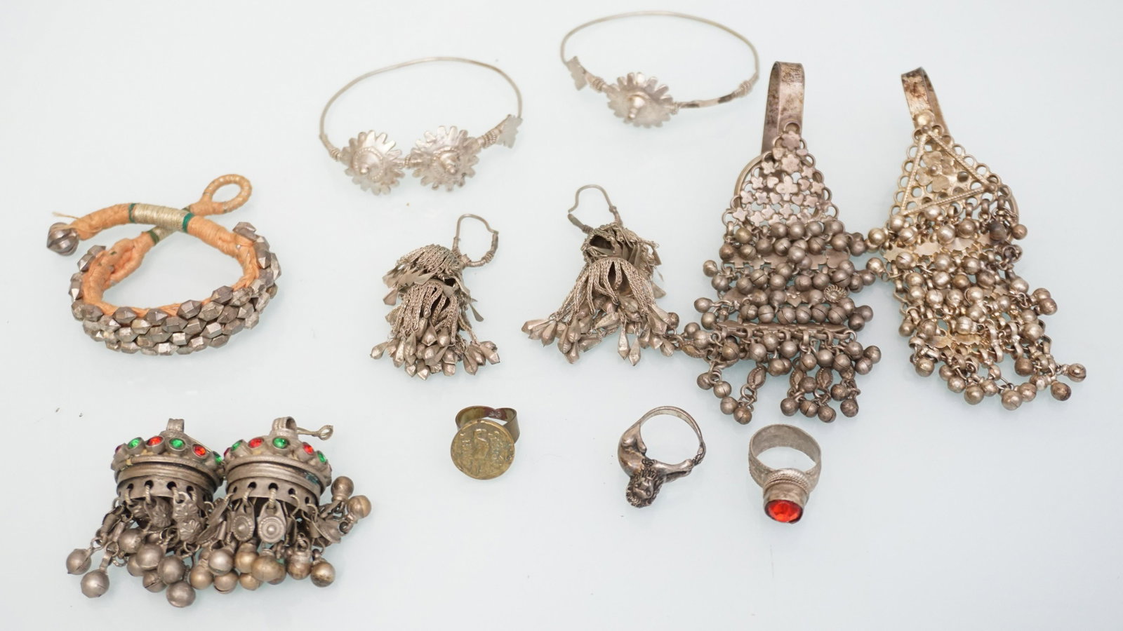 GROUP OF HANDMADE TRIBAL JEWELRY PAKISTAN: Grouping of Vintage Handmade Tribal Pakistani Jewelry. Weight 12 oz.
