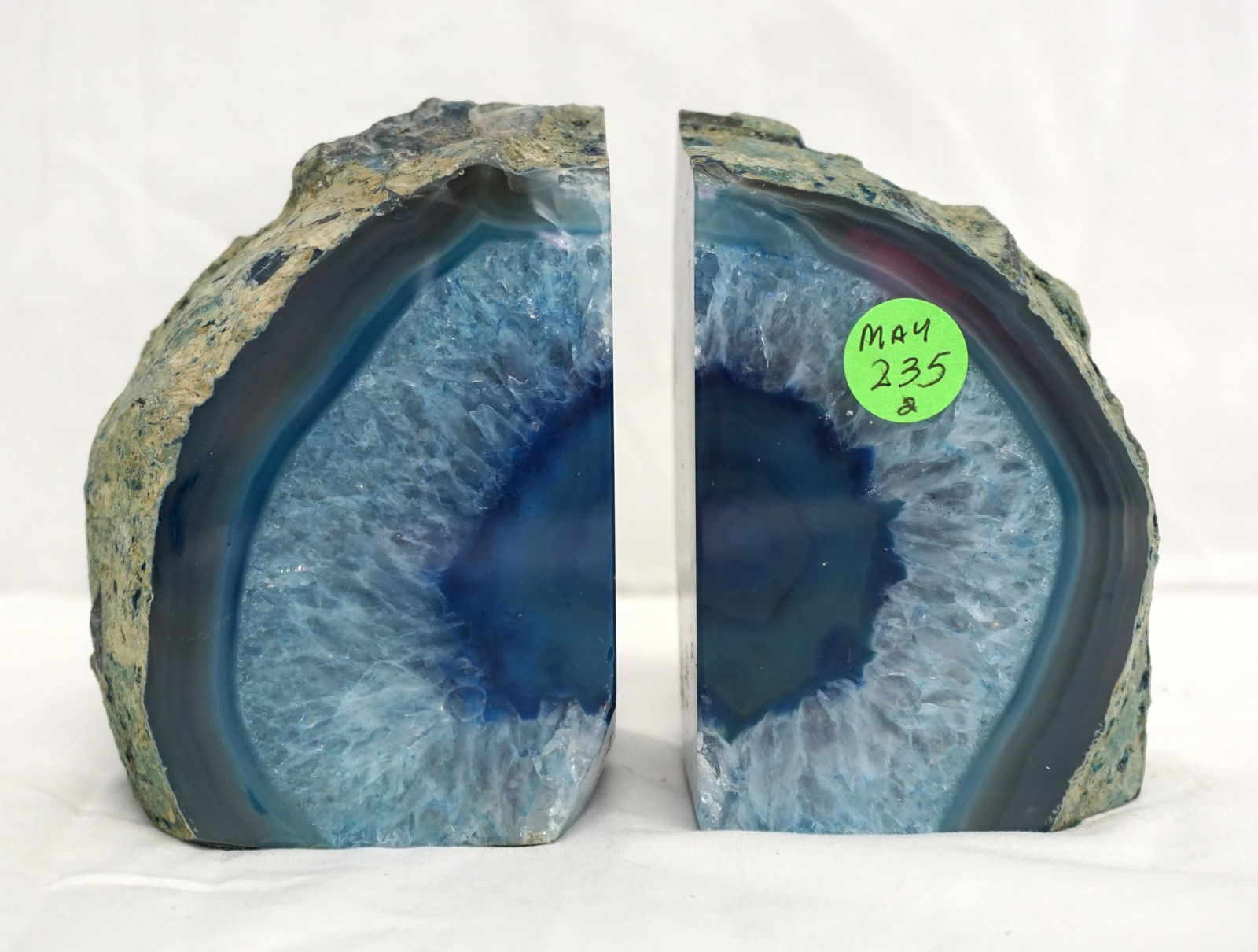 PAIR LARGE BRAZILIAN AGATE GEODE BOOKENDS (1 of 5)
