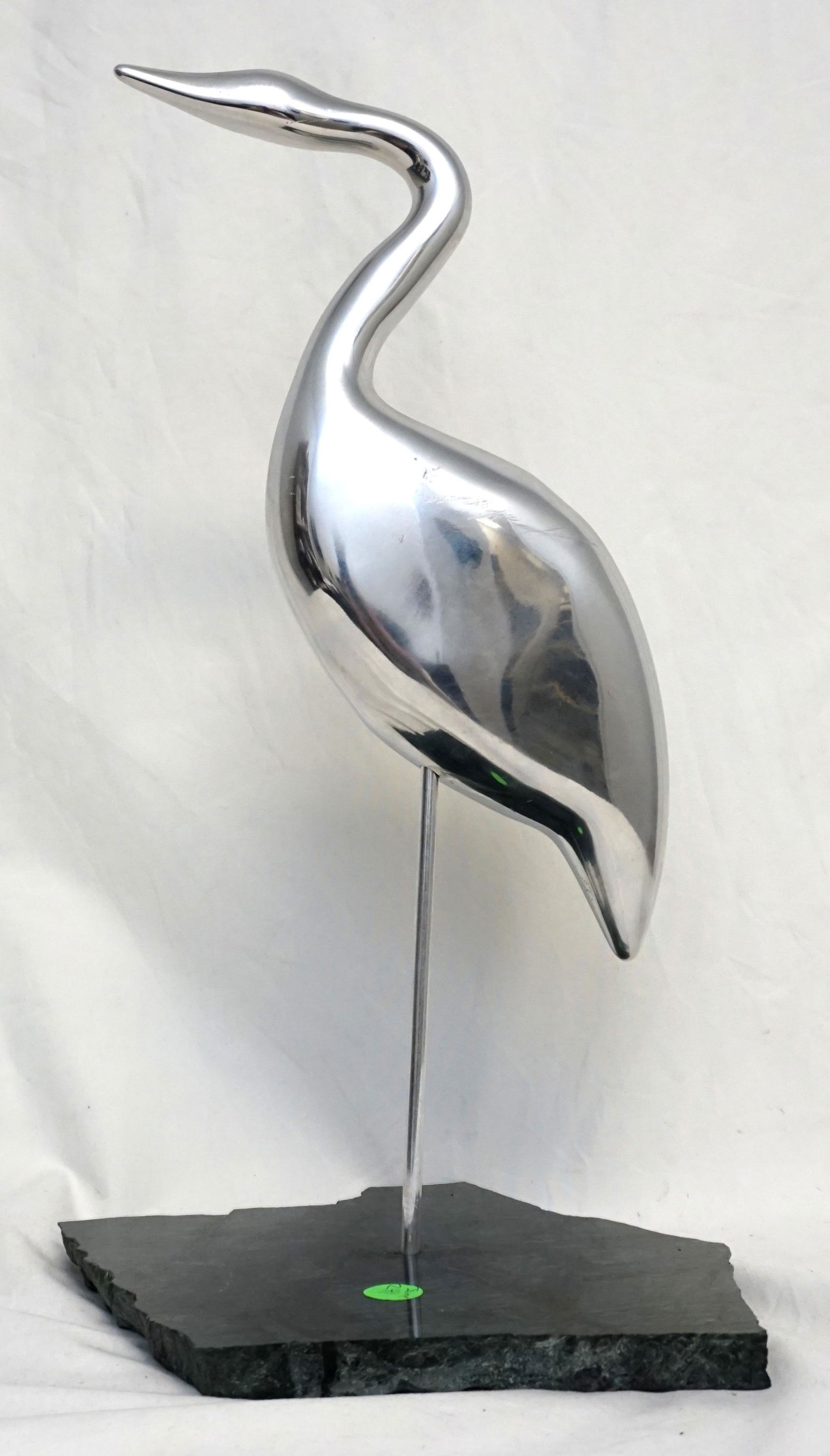 METAL CRANE SCULPTURE ON STONE BASE (1 of 7)