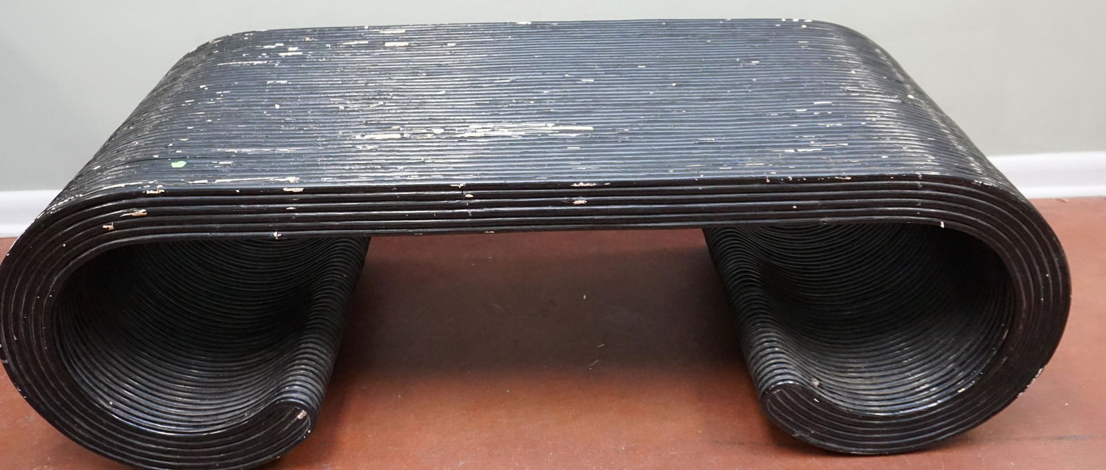 VINTAGE WATERFALL RATTAN SCROLL COCKTAIL TABLE (1 of 6)