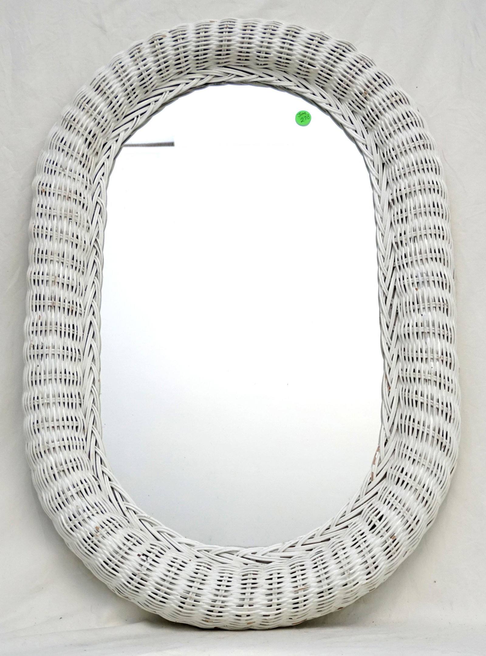VINTAGE WHITE WICKER WALL MIRROR (1 of 4)