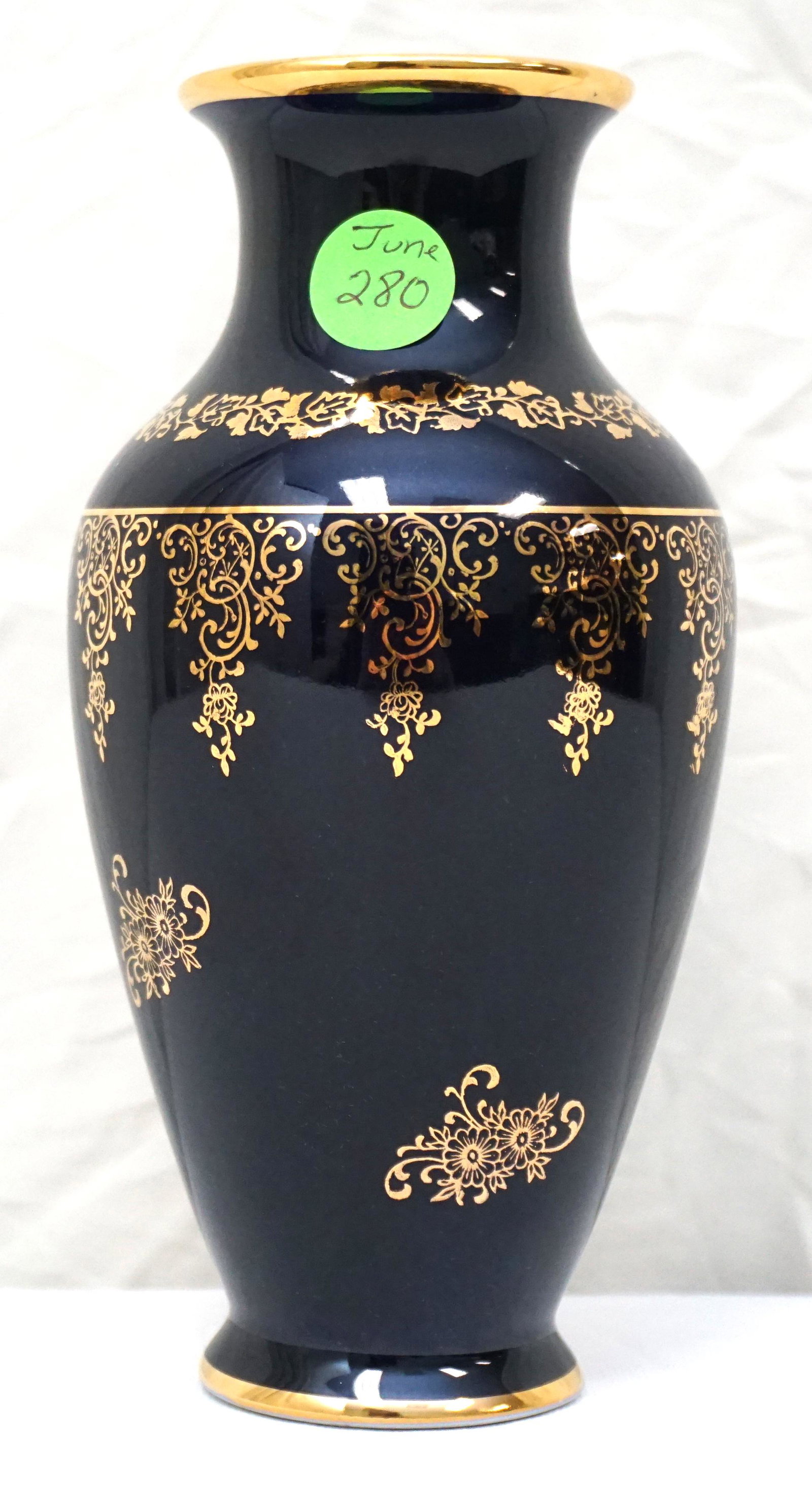 LIMOGES COBALT PORCELAIN VASE (1 of 5)