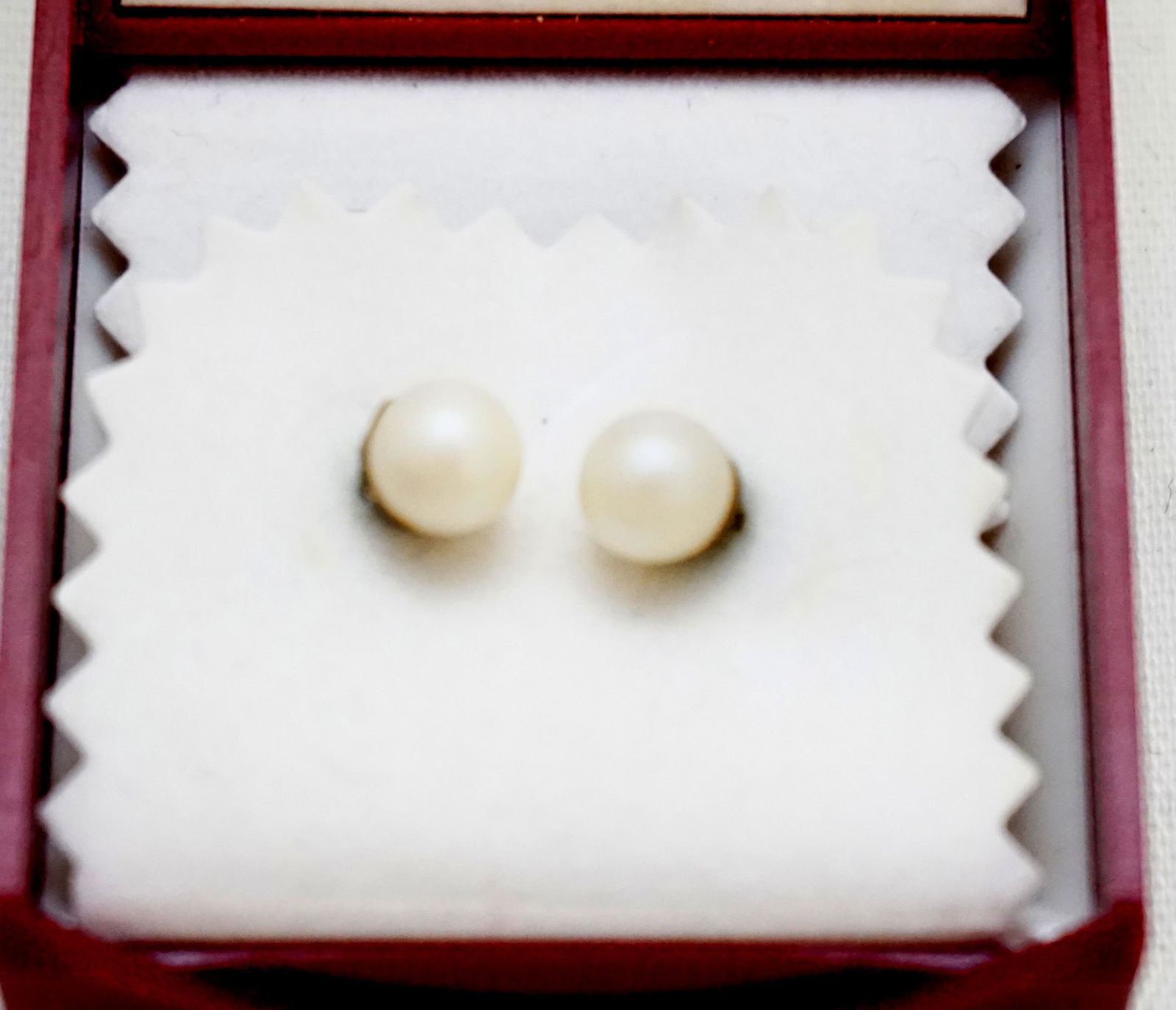 SMALL FAUX PEARL STUD EARRINGS ITALY: Small Faux Pearl Stud Earrings from Italy. In original box.