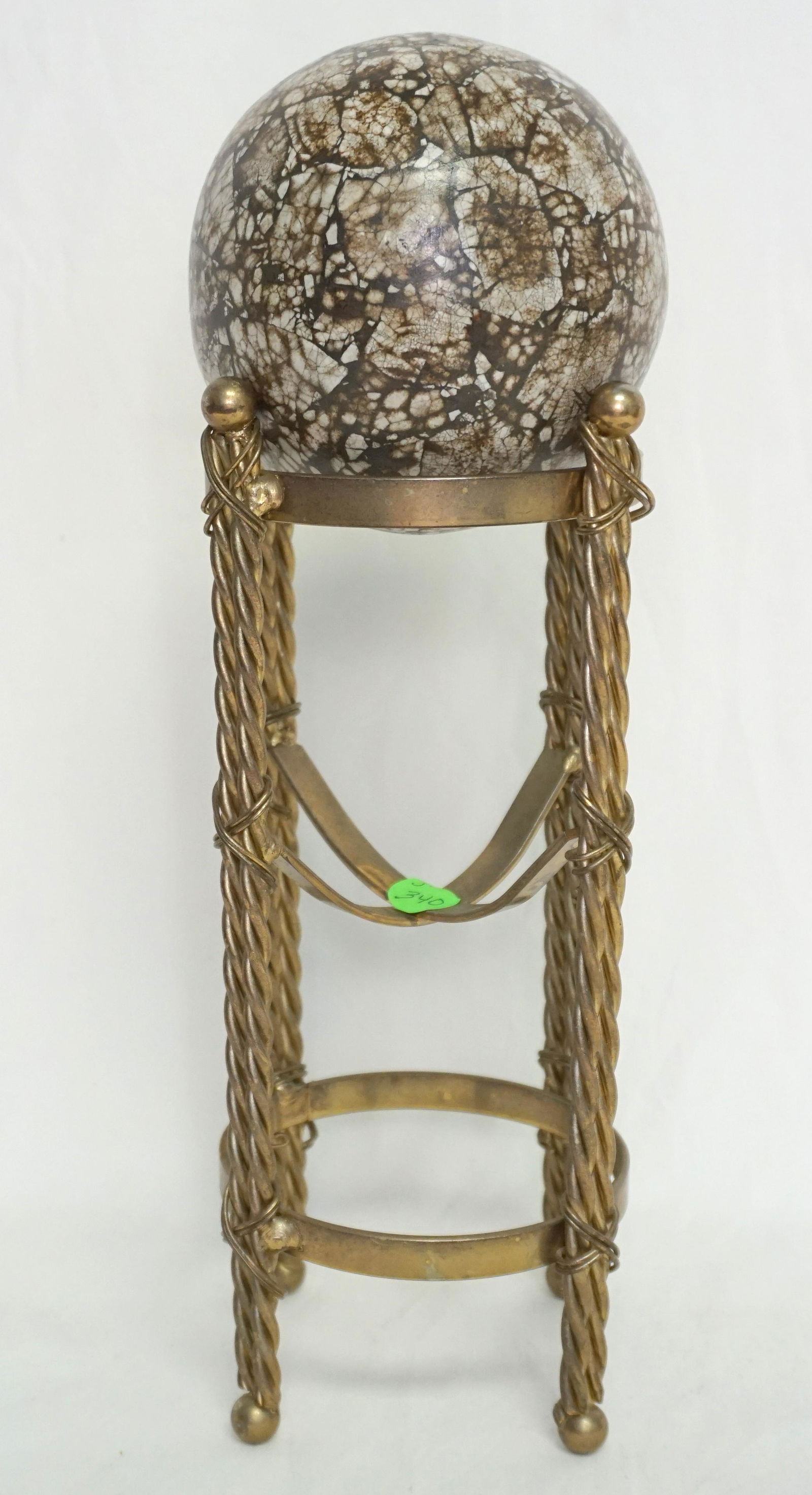 DECORATIVE BRASS STAND WITH STONE ORB (1 of 5)