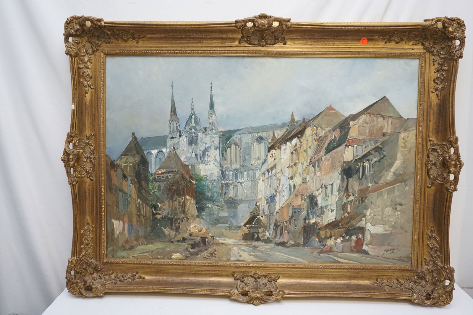 LARGE MCM CONTINENTAL CITYSCAPE PAINTING (1 of 9)