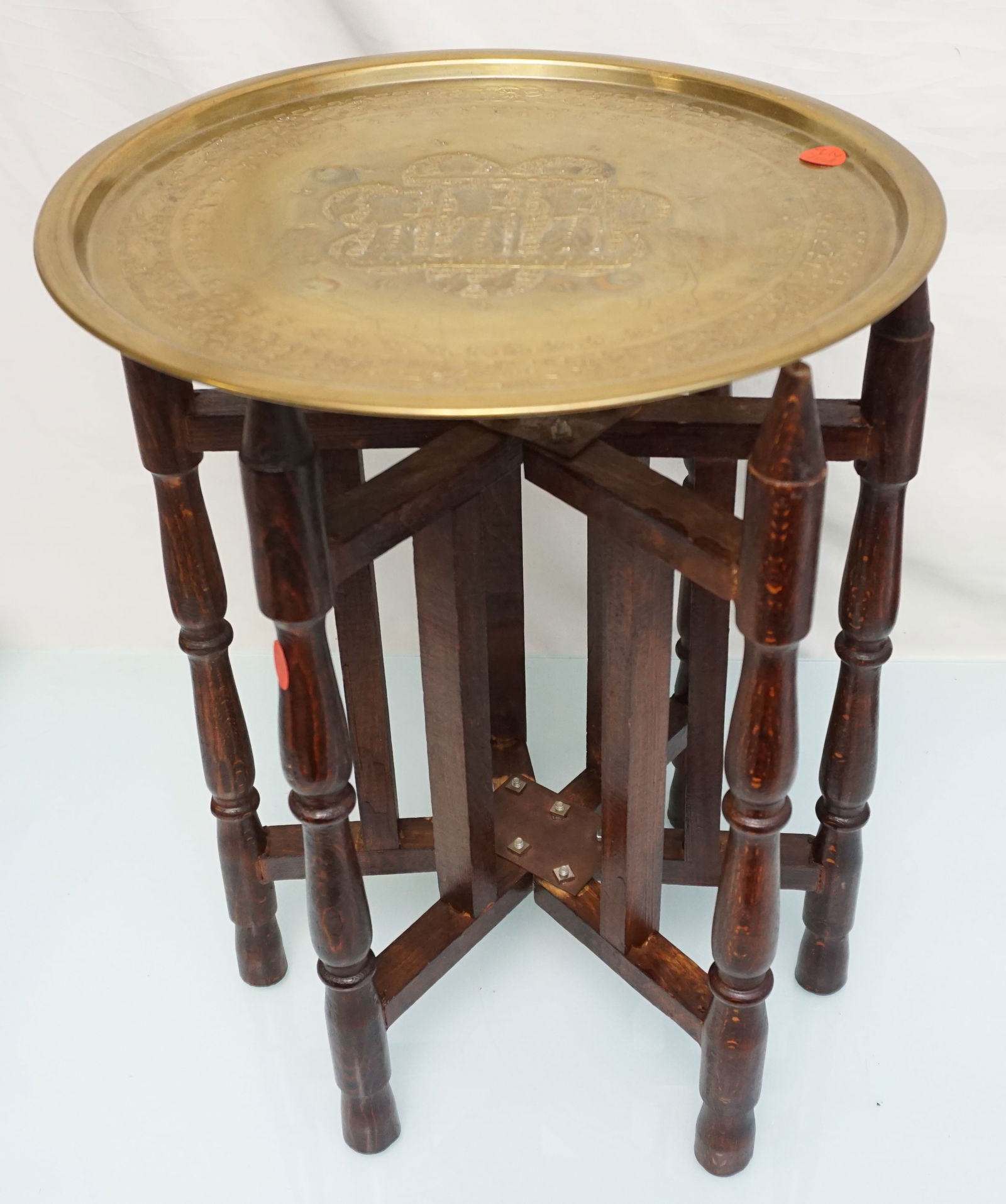 MCM MIDDLE EASTERN BRASS TRAY TABLE (1 of 5)