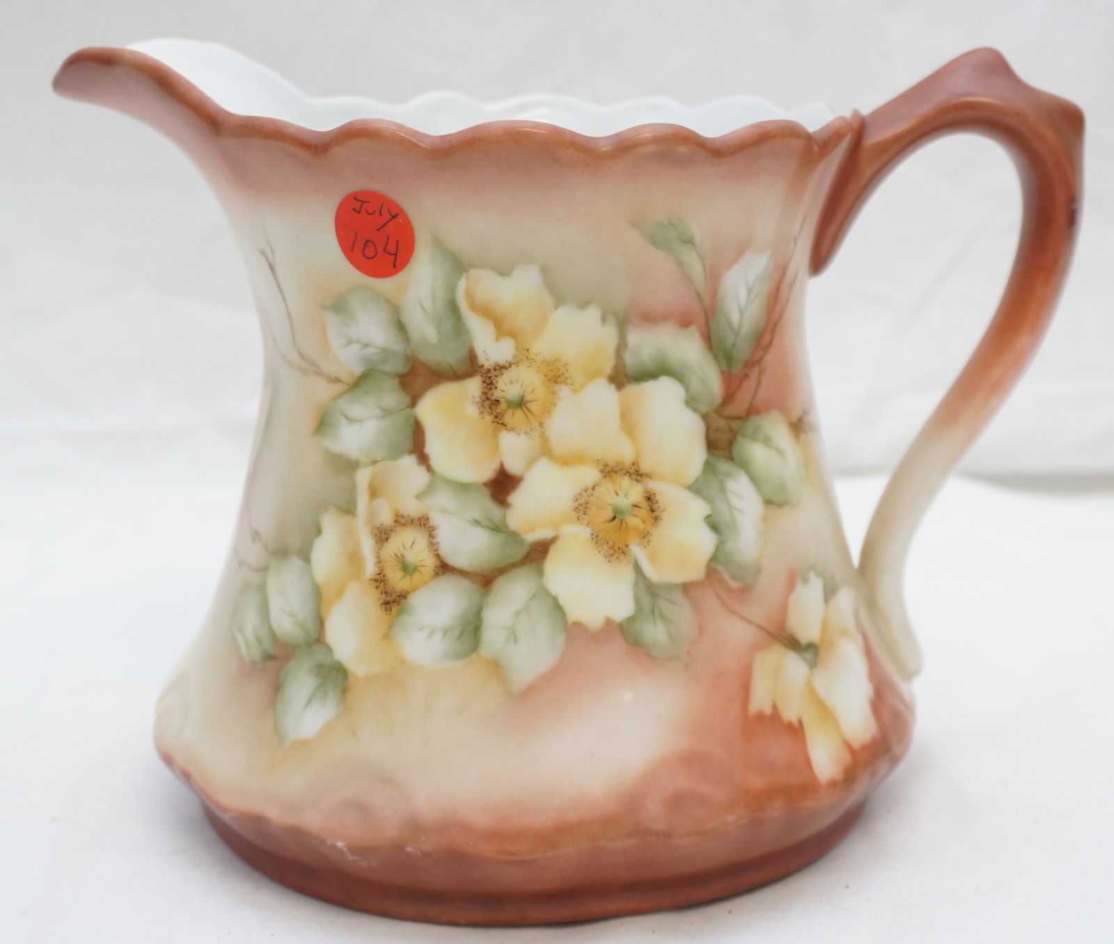 LARGE ANTIQUE HAND PAINTED CIDER PITCHER (1 of 5)