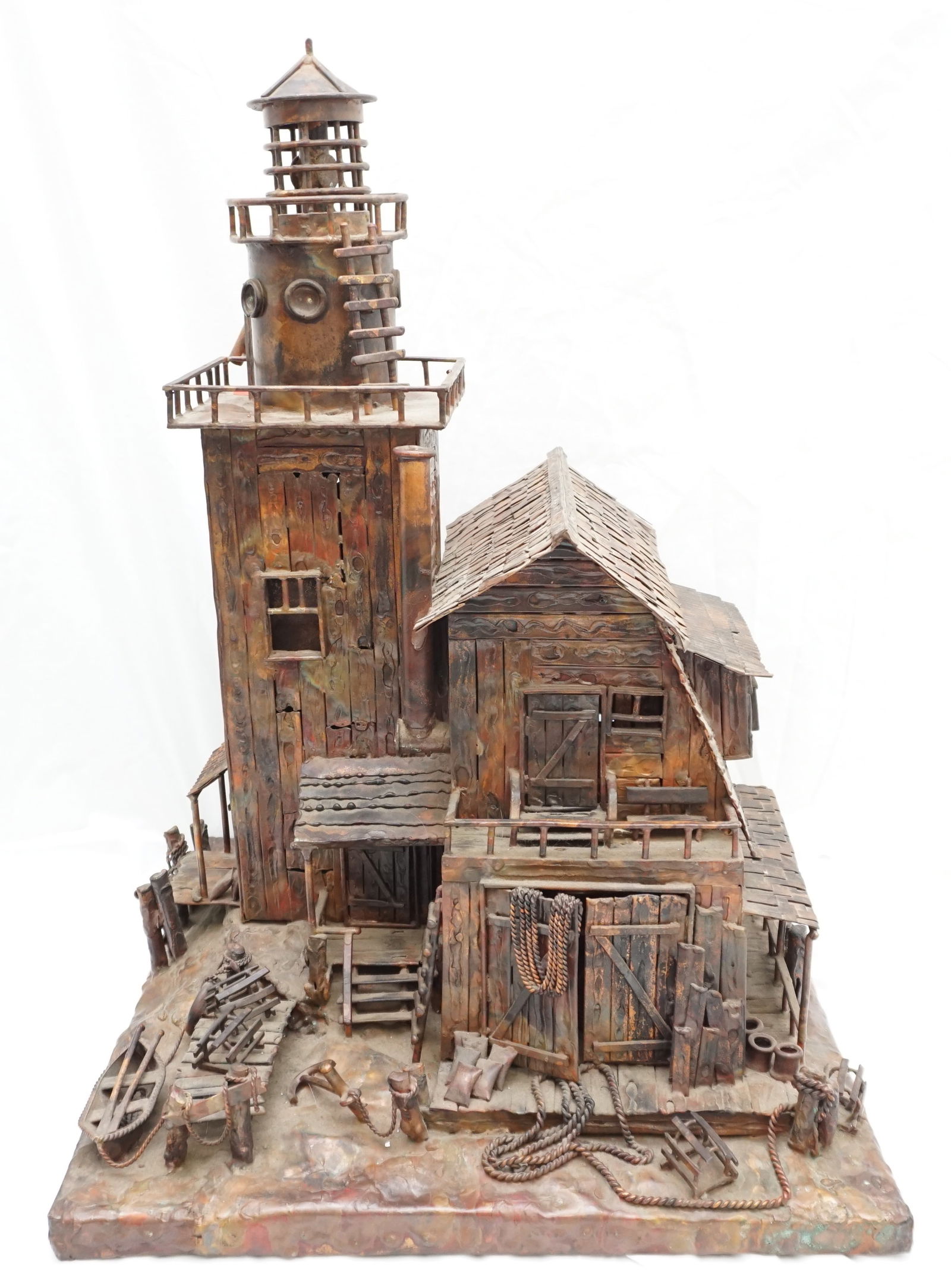 LARGE MCM COPPER LIGHTHOUSE SCULPTURE (1 of 11)