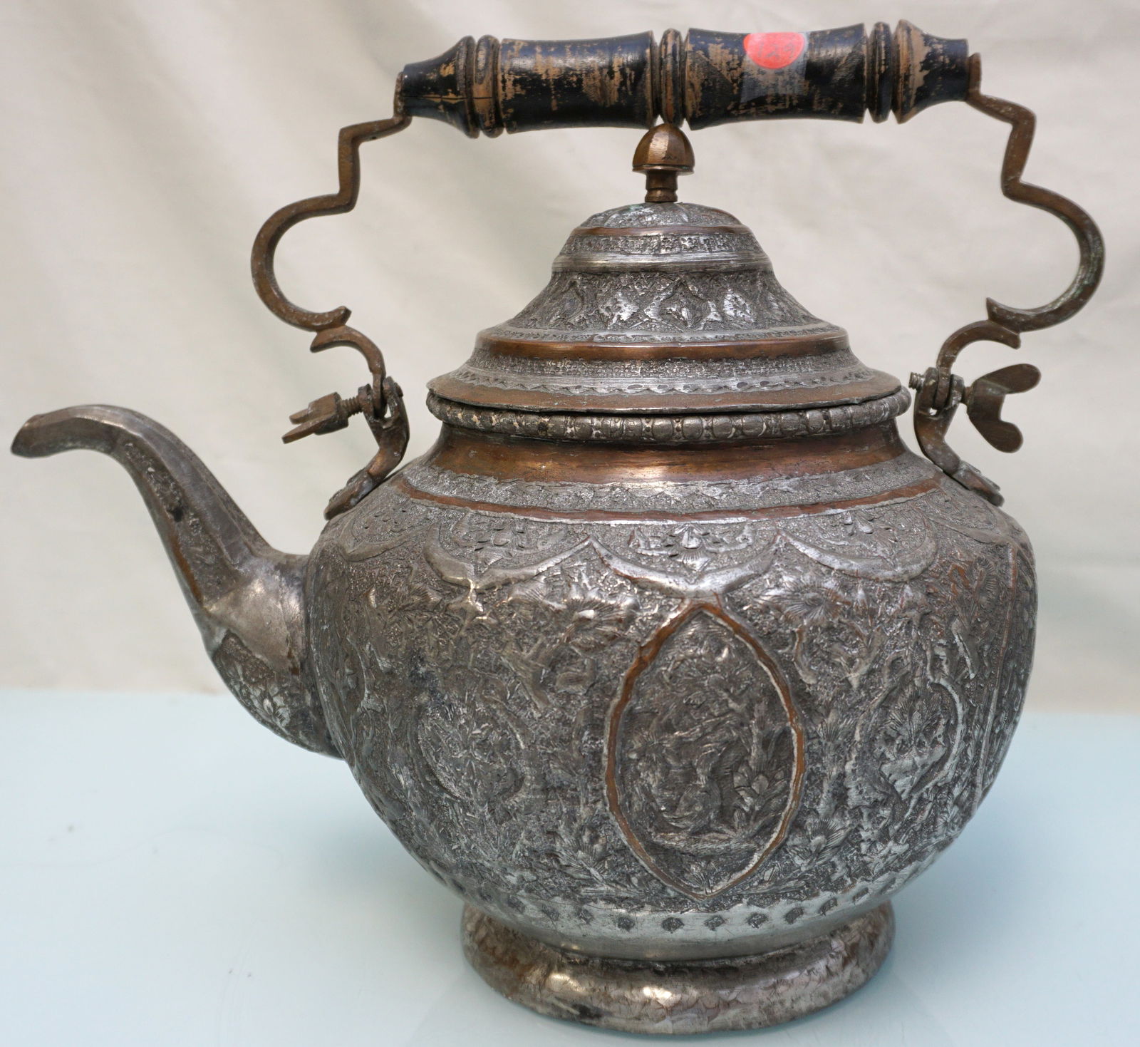 LARGE ANTIQUE 19TH C MIDDLE EASTERN TEA KETTLE (1 of 10)