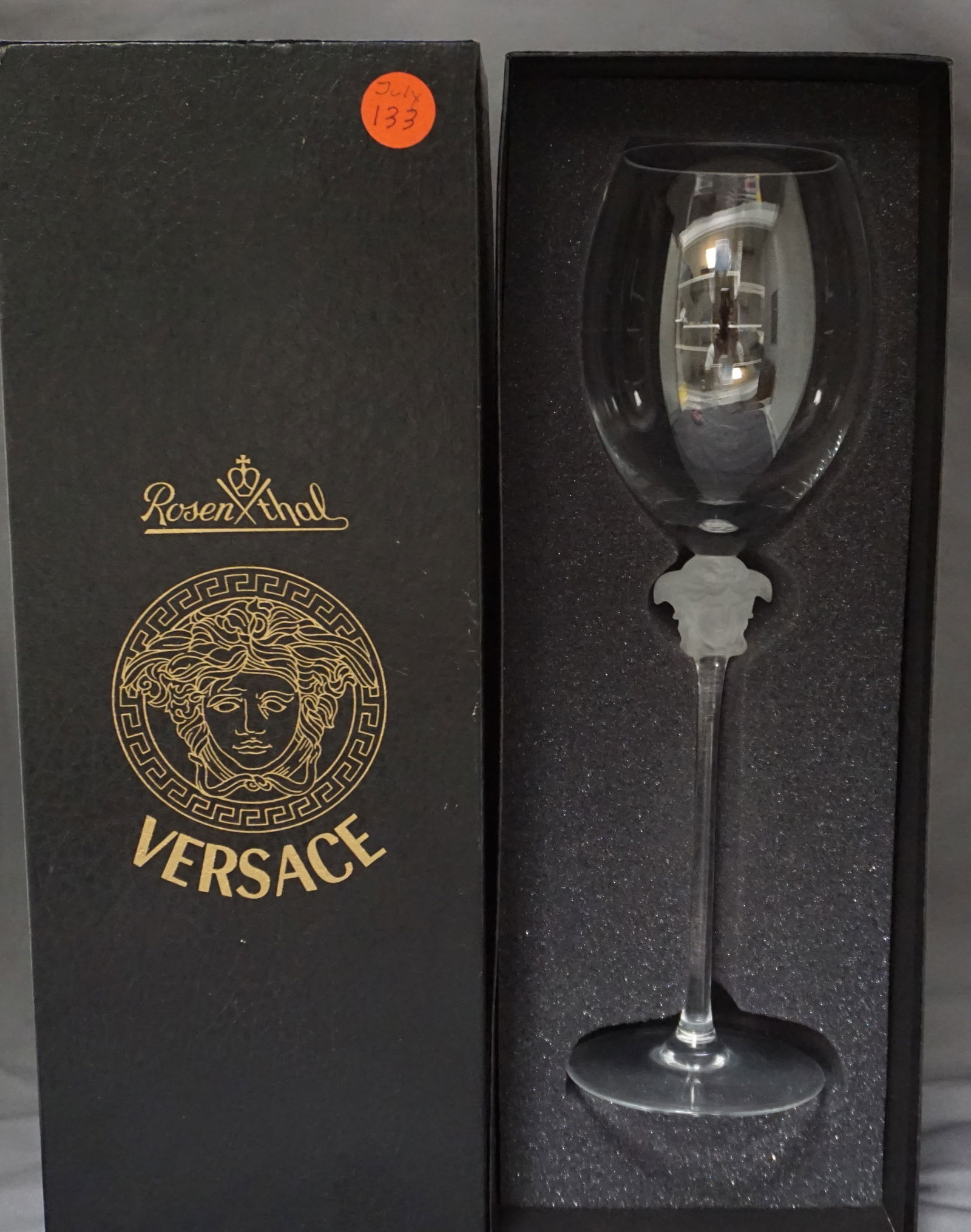 LARGE VERSACE MEDUSA LUMIERE WATER GOBLET (1 of 5)