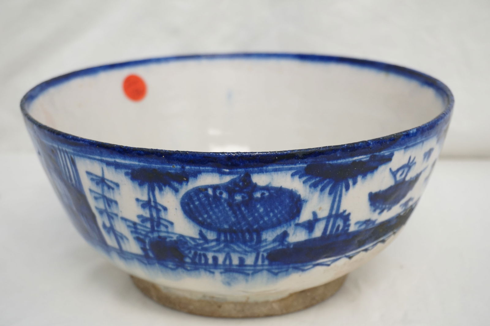 PERSIAN QAJAR BLUE AND WHITE CERAMIC BOWL SIGNED (1 of 9)