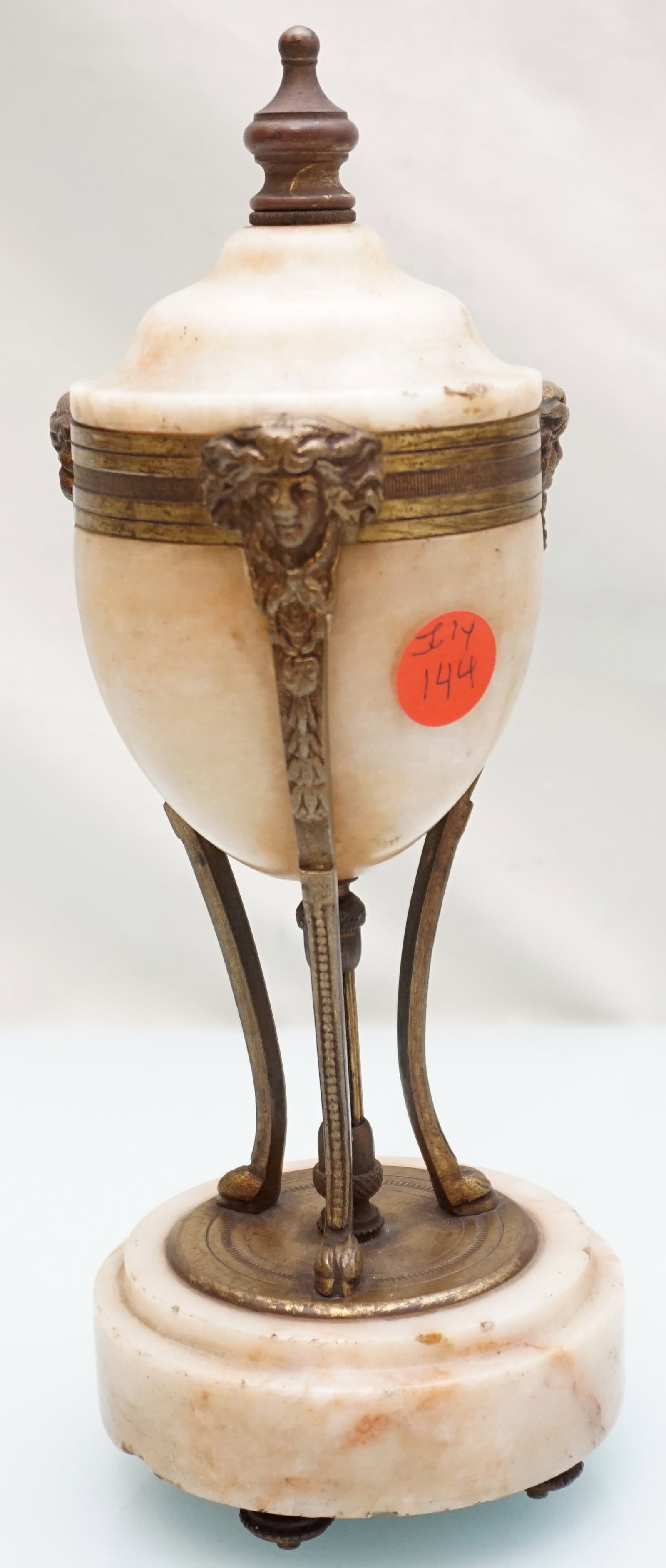 ANTIQUE FRENCH MARBLE & BRONZE GARNITURE: Antique French Marble & Bronze Garniture. 9 3/4". Weight 3 pds 7 oz.