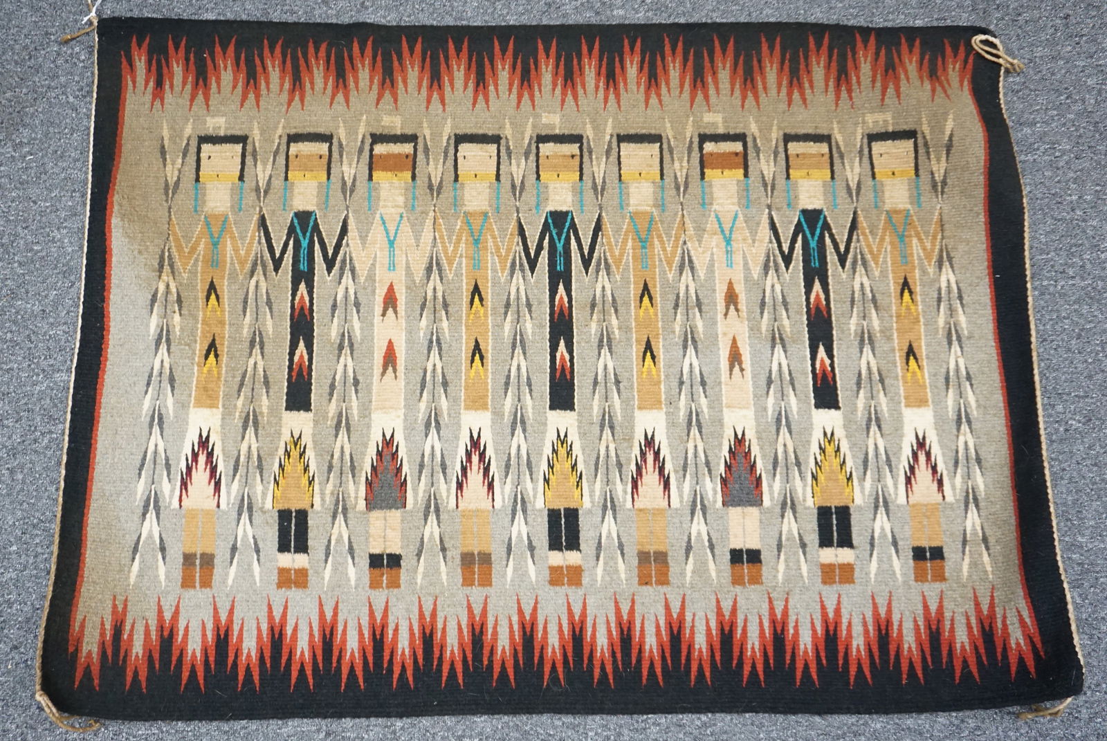 VINTAGE 1950s NAVAJO YEI RUG HANDWOVEN (1 of 6)
