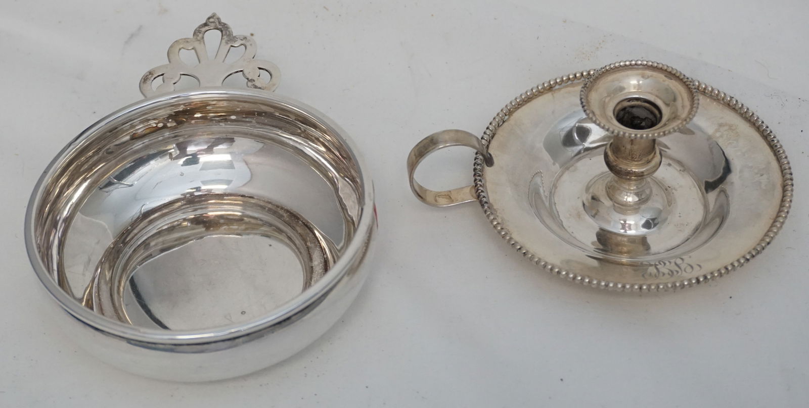 GORHAM STERLING SILVER PORRINGER & CHAMBERSTICK (1 of 9)