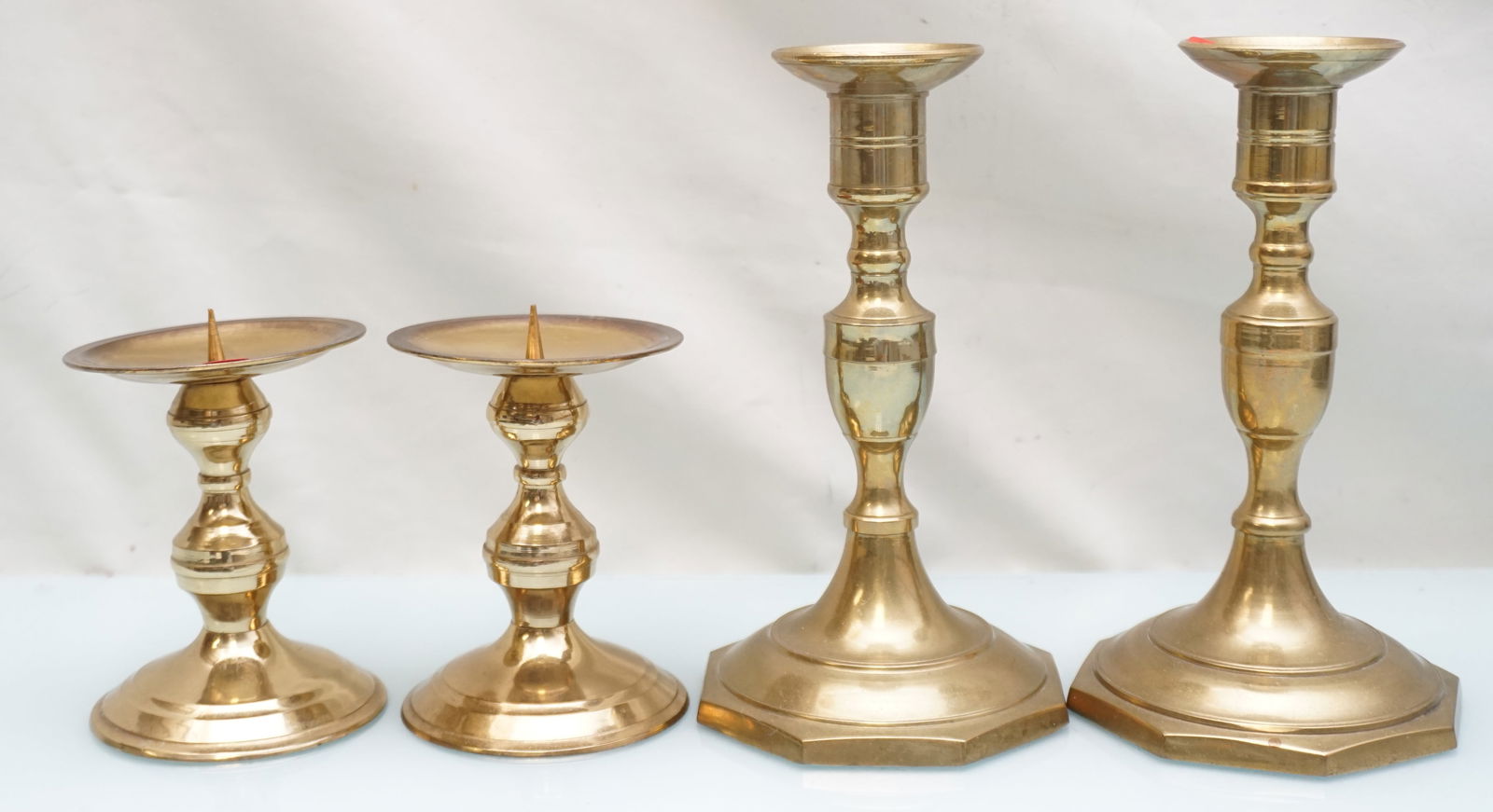 4 VINTAGE BRASS CANDLESTICKS (1 of 6)