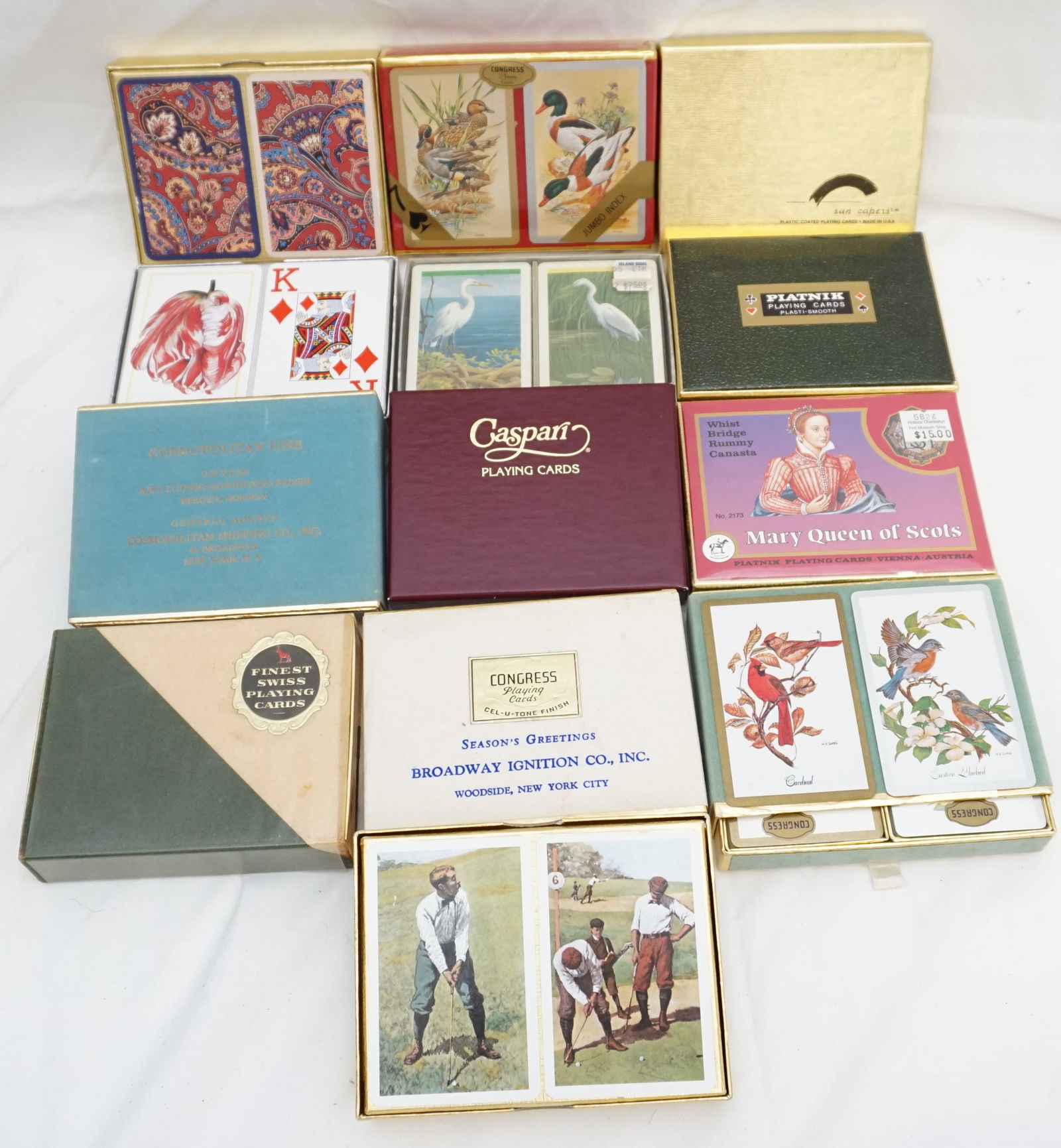 13 UNOPENED PACKS OF VINTAGE PLAYING CARDS: 13 Unopened Packs of Vintage Playing Cards. All packs 5"x4", Weight on all 6 pds 12 oz.