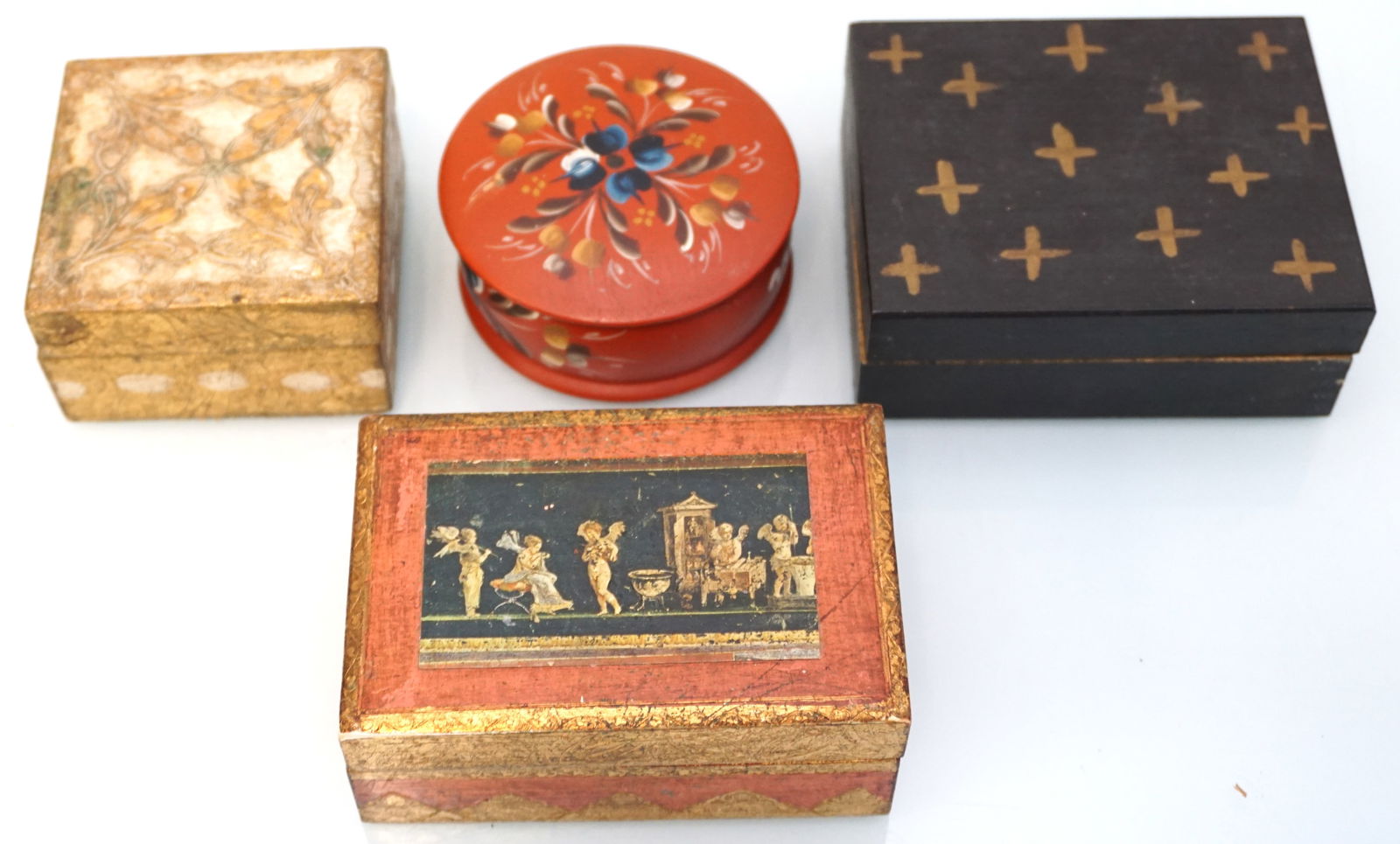 4 SMALL TRINKET / CARD  BOXES  FLORENTINE + (1 of 5)