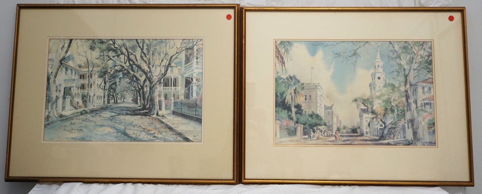 PAIR VIRGINIA FOUCHE :CHARLESTON STREET" & "ST MICHAELS BY MORNING CHARLESTON" (1 of 6)